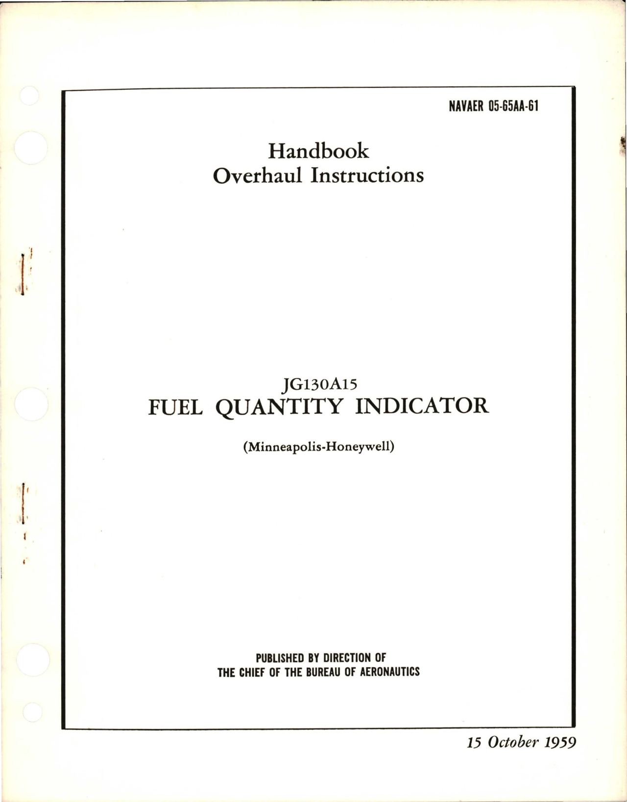 Sample page 1 from AirCorps Library document: Fuel Quantity Indicator - JG130A15 