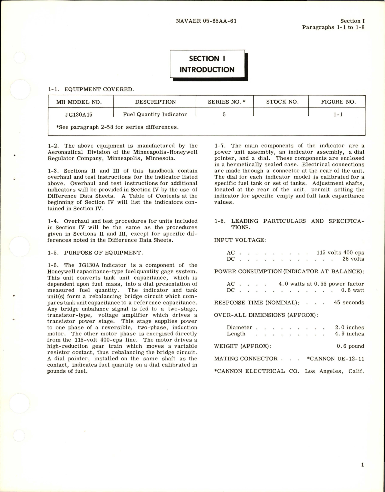 Sample page 5 from AirCorps Library document: Fuel Quantity Indicator - JG130A15 