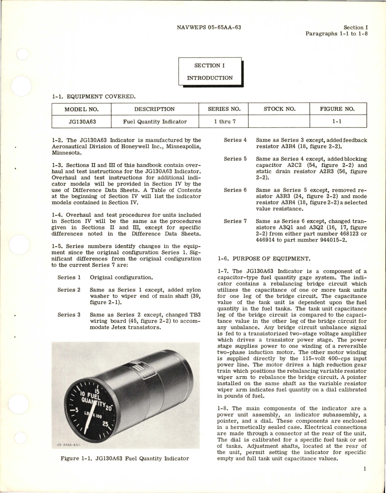 Sample page 5 from AirCorps Library document: Overhaul Instructions for Fuel Quantity Indicator - Part JG130A63