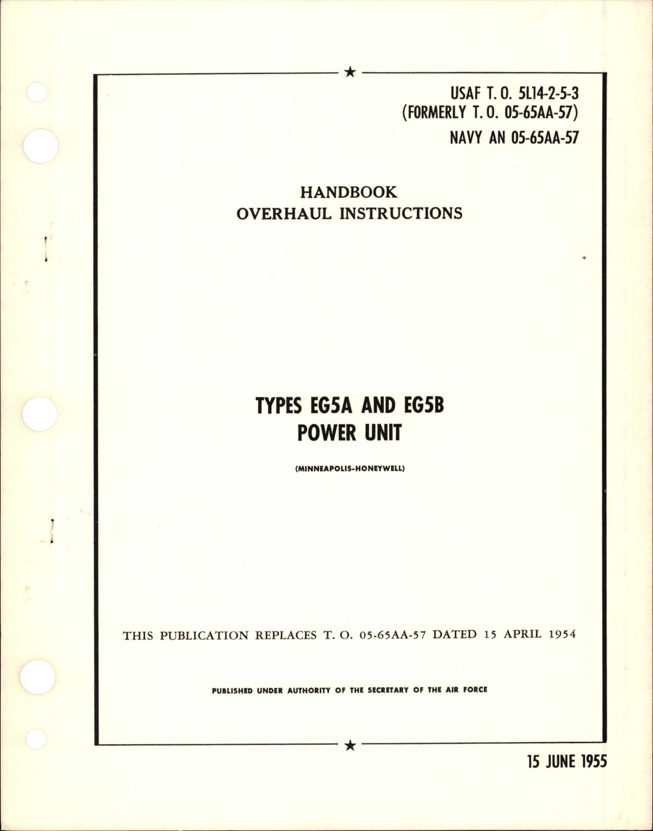 Sample page 1 from AirCorps Library document: Overhaul Instructions for Power Unit - Types EG5A and EG5B 