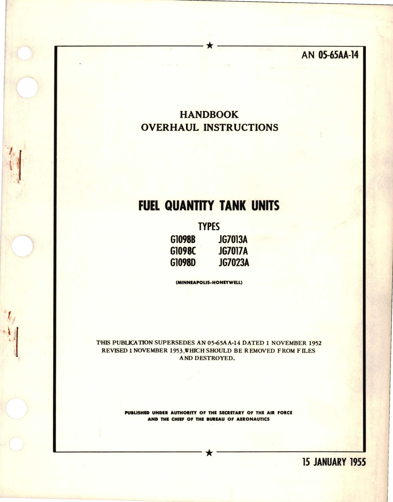 Sample page 1 from AirCorps Library document: Overhaul Instructions for Fuel Quantity Tank Units 