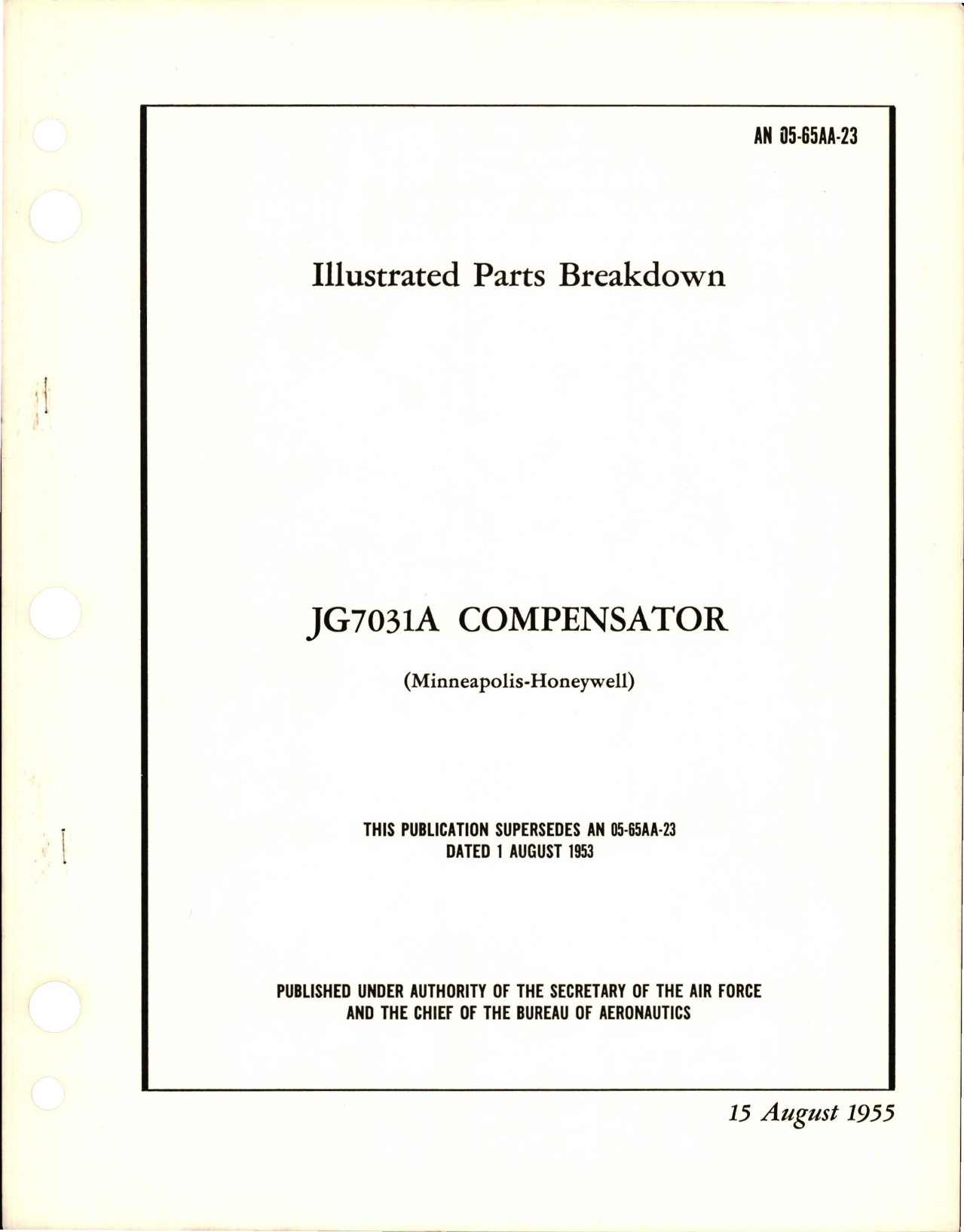 Sample page 1 from AirCorps Library document: Illustrated Parts Breakdown for Compensator - JG7031A 