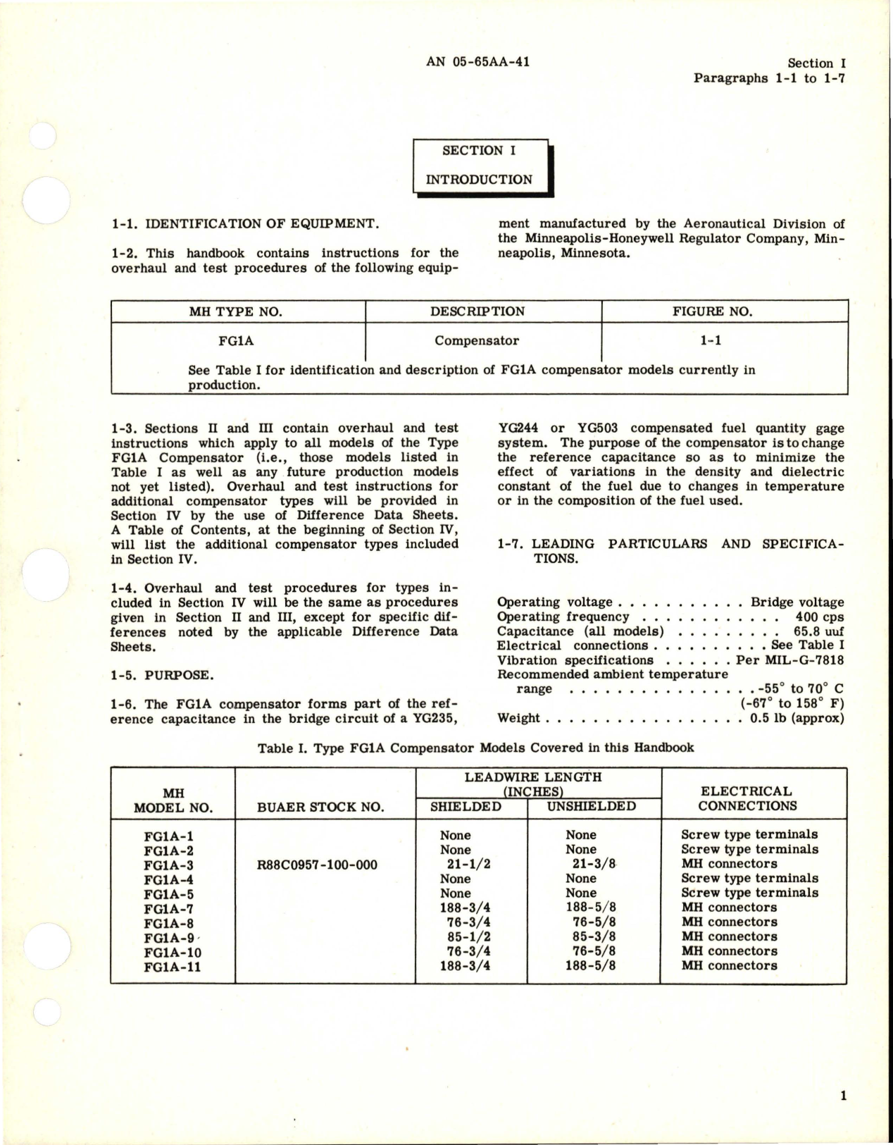 Sample page 5 from AirCorps Library document: Overhaul Instructions for Compensator - Capacitor Fuel or Oil Quantity Gage Systems Compensator - Type FG1A