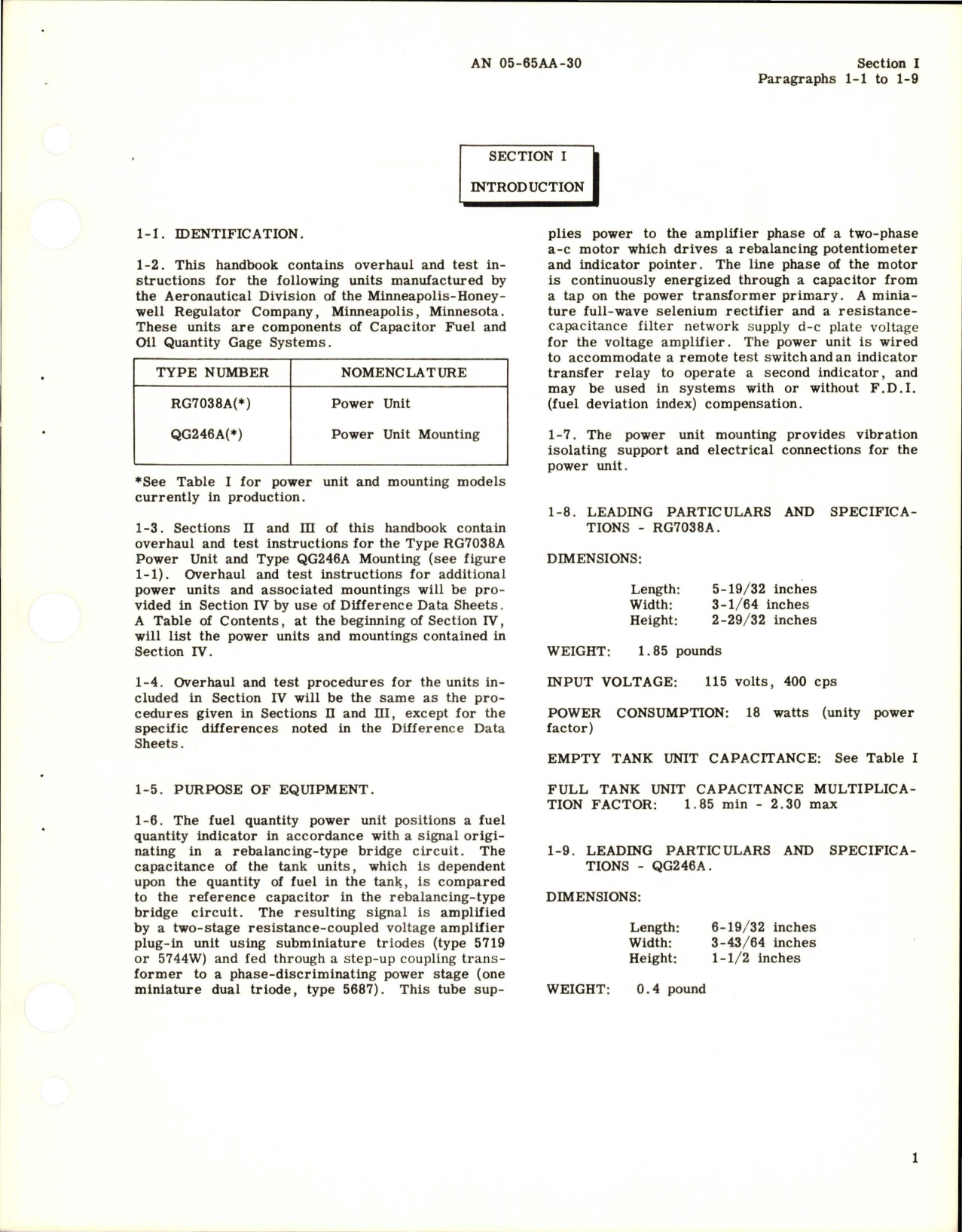 Sample page 5 from AirCorps Library document: Overhaul Instructions for Capacitor Fuel and Oil Quantity Gage Power Unit and Power Unit Mounting Rack