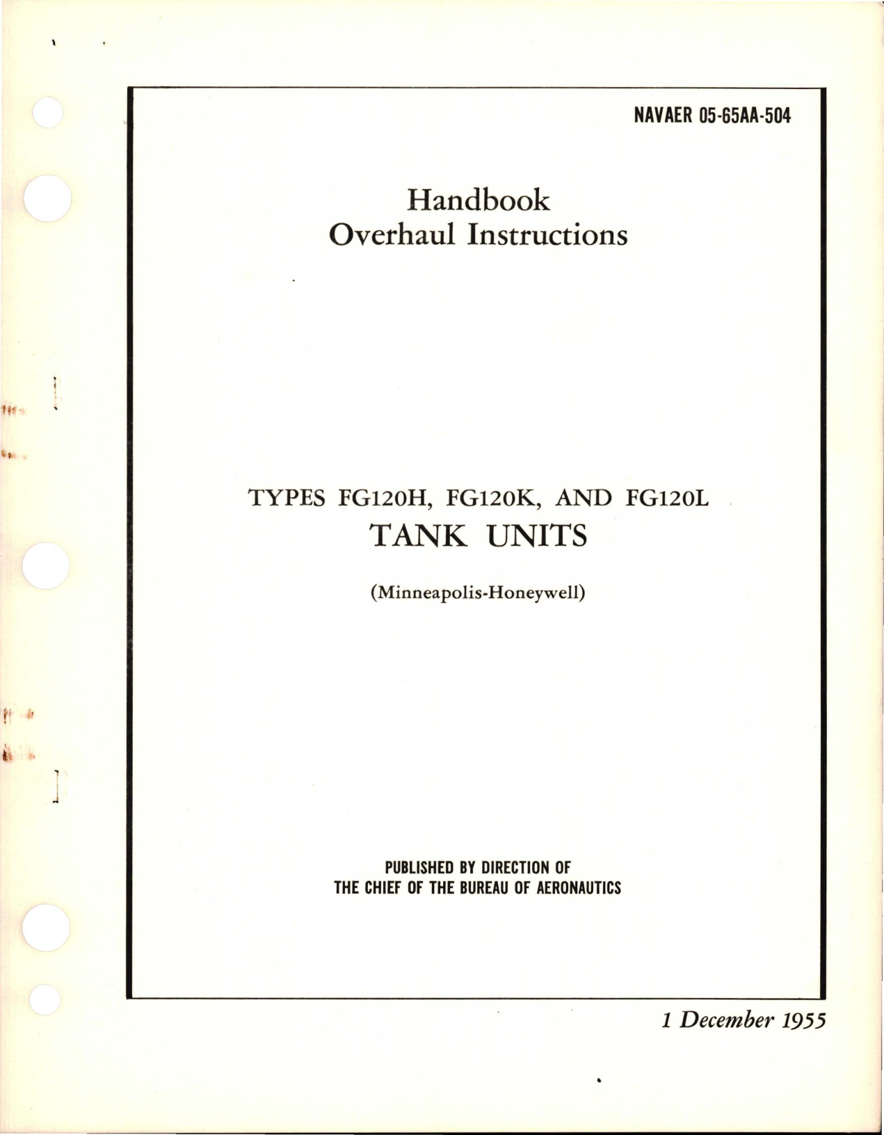 Sample page 1 from AirCorps Library document: Overhaul Instructions for Tank Unit - Types FG120H, FG120K, and FG120L 