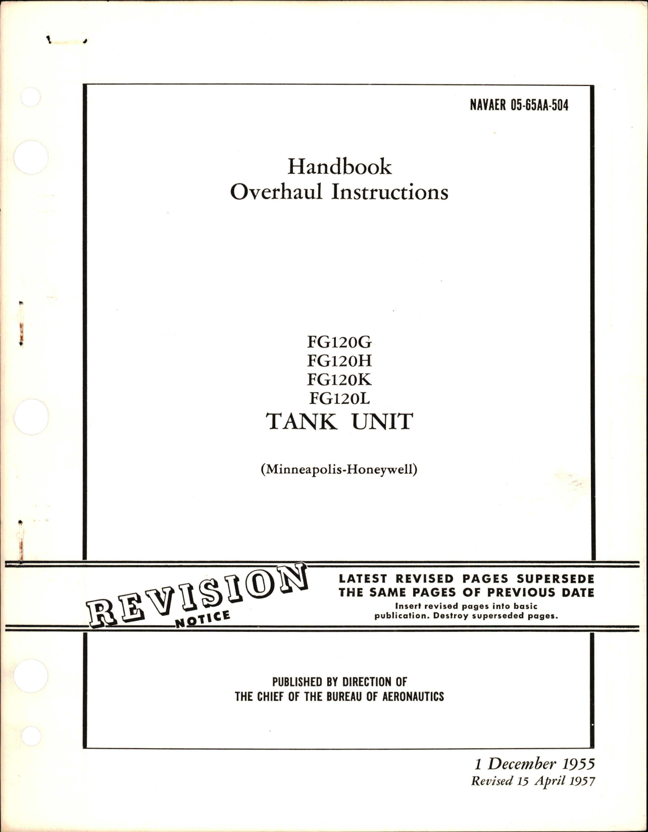 Sample page 1 from AirCorps Library document: Revision to Overhaul Instructions for Tank Unit - Types FG120G, FG120H, FG120K, and FG120L 