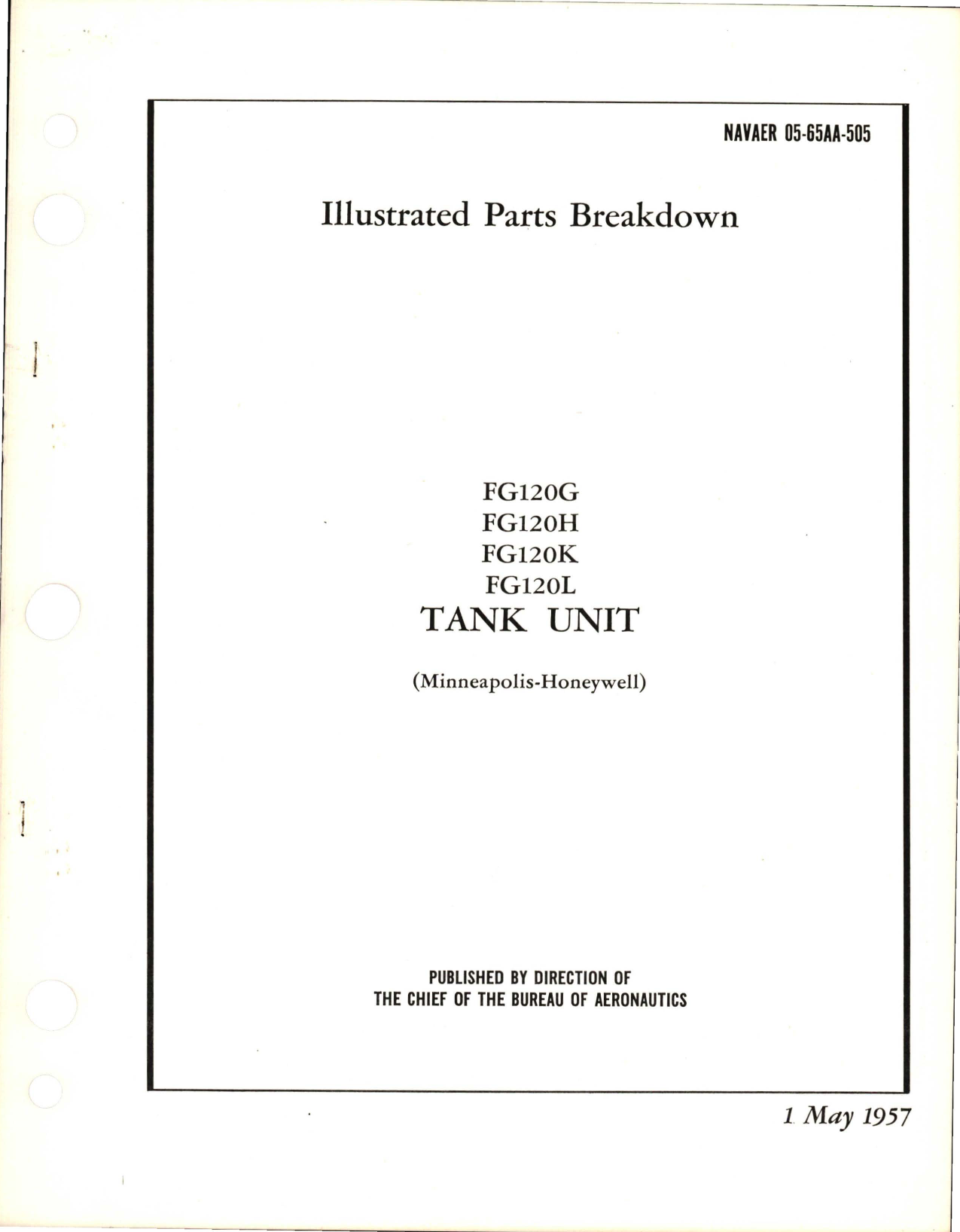 Sample page 1 from AirCorps Library document: Illustrated Parts Breakdown for Tank Unit - Types FG120G, FG120H, FG120K, and FG120L 