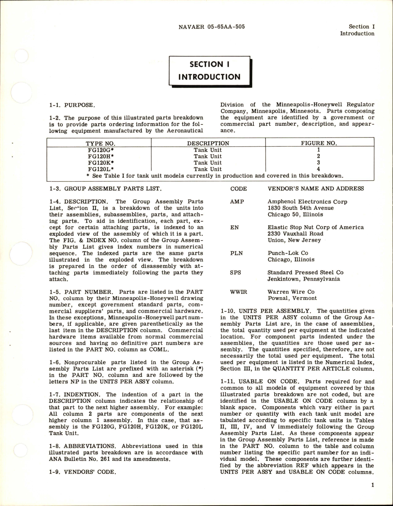 Sample page 5 from AirCorps Library document: Illustrated Parts Breakdown for Tank Unit - Types FG120G, FG120H, FG120K, and FG120L 