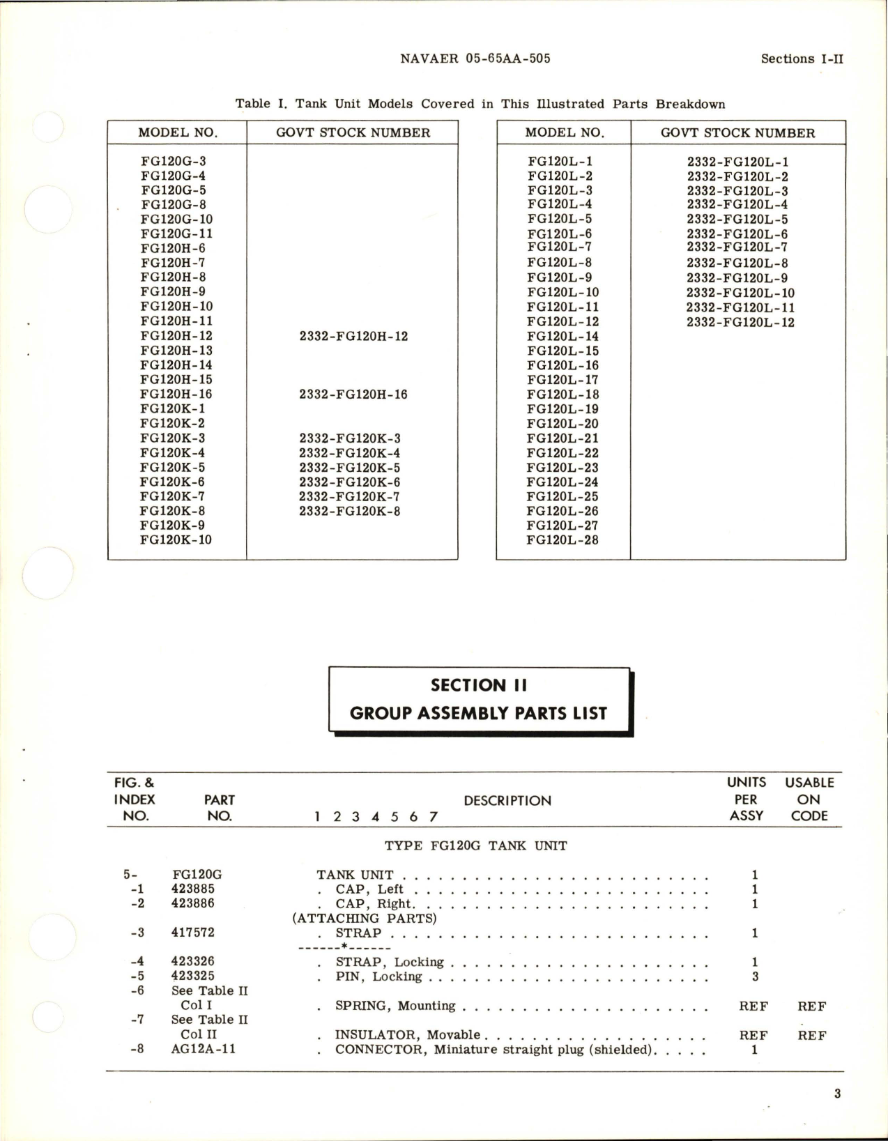 Sample page 7 from AirCorps Library document: Illustrated Parts Breakdown for Tank Unit - Types FG120G, FG120H, FG120K, and FG120L 