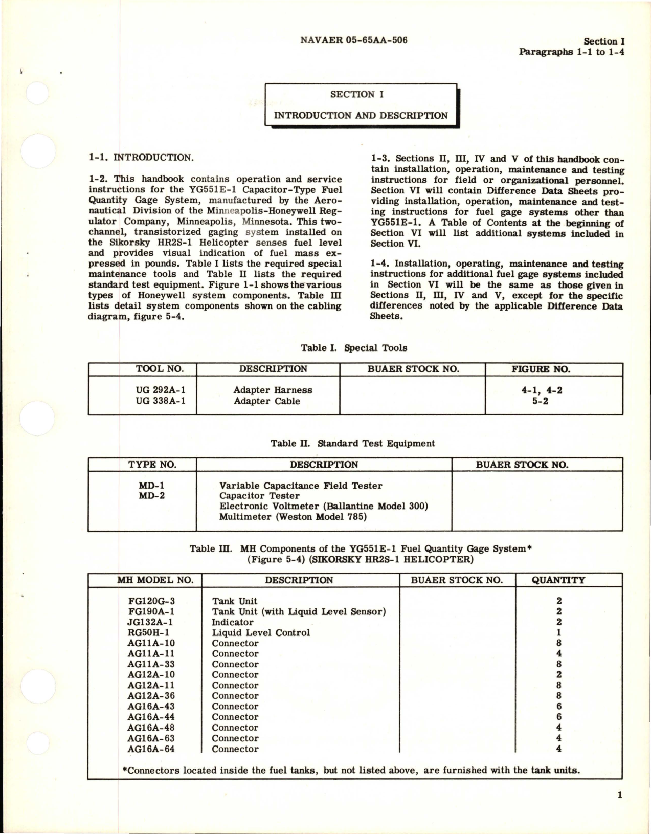 Sample page 5 from AirCorps Library document: Operation and Service Instructions for Capacitor Type Fuel Quantity Gage System - System YG551E-1 