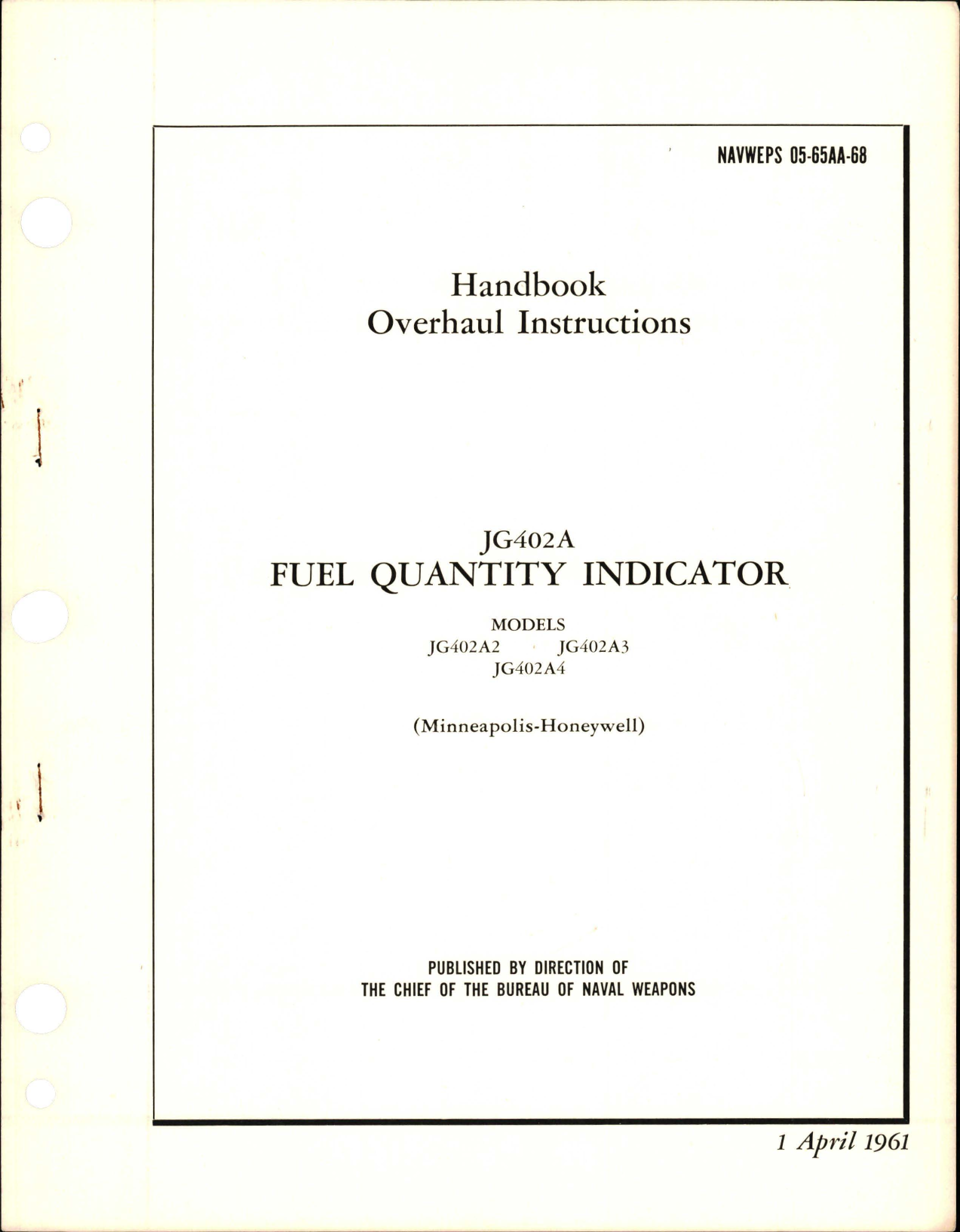 Sample page 1 from AirCorps Library document: Overhaul Instructions for Fuel Quantity Indicator 