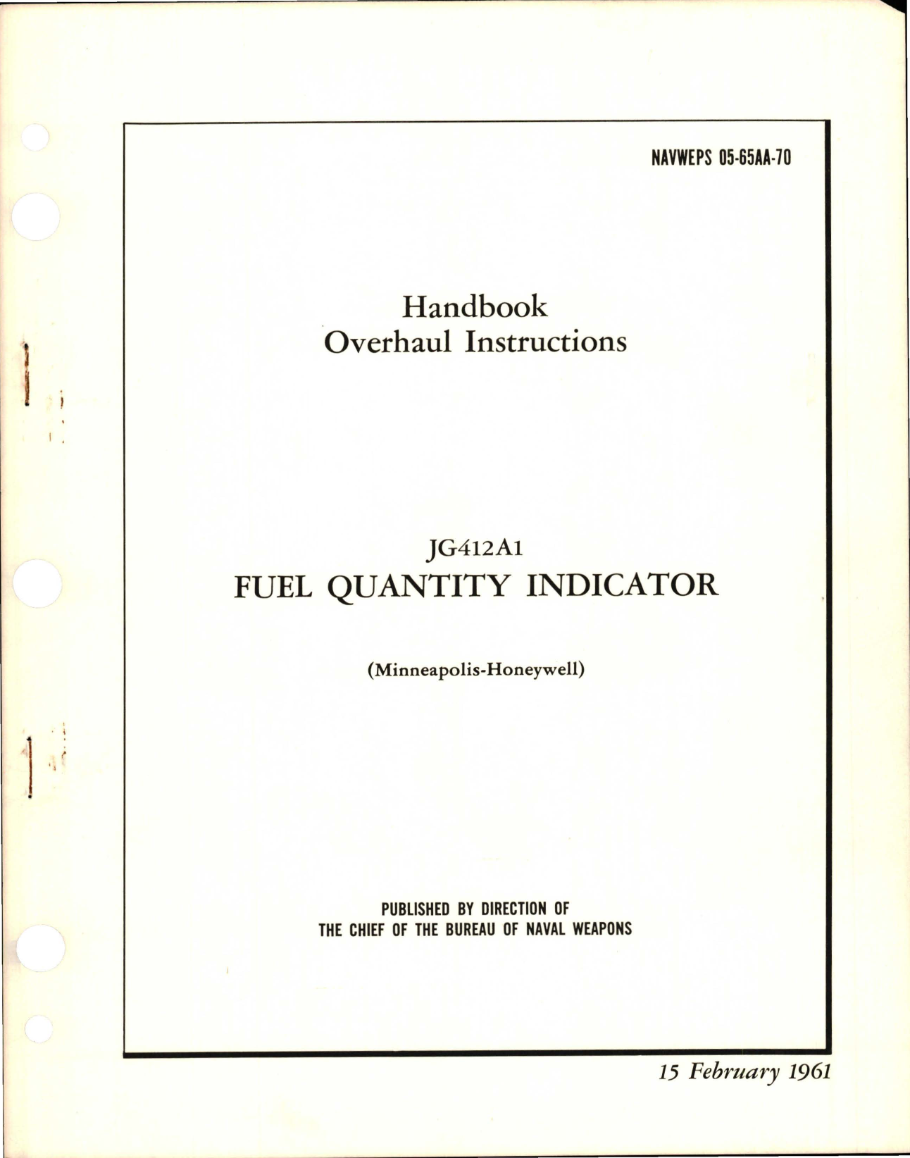 Sample page 1 from AirCorps Library document: Overhaul Instructions for Fuel Quantity Indicator - JG412A1 