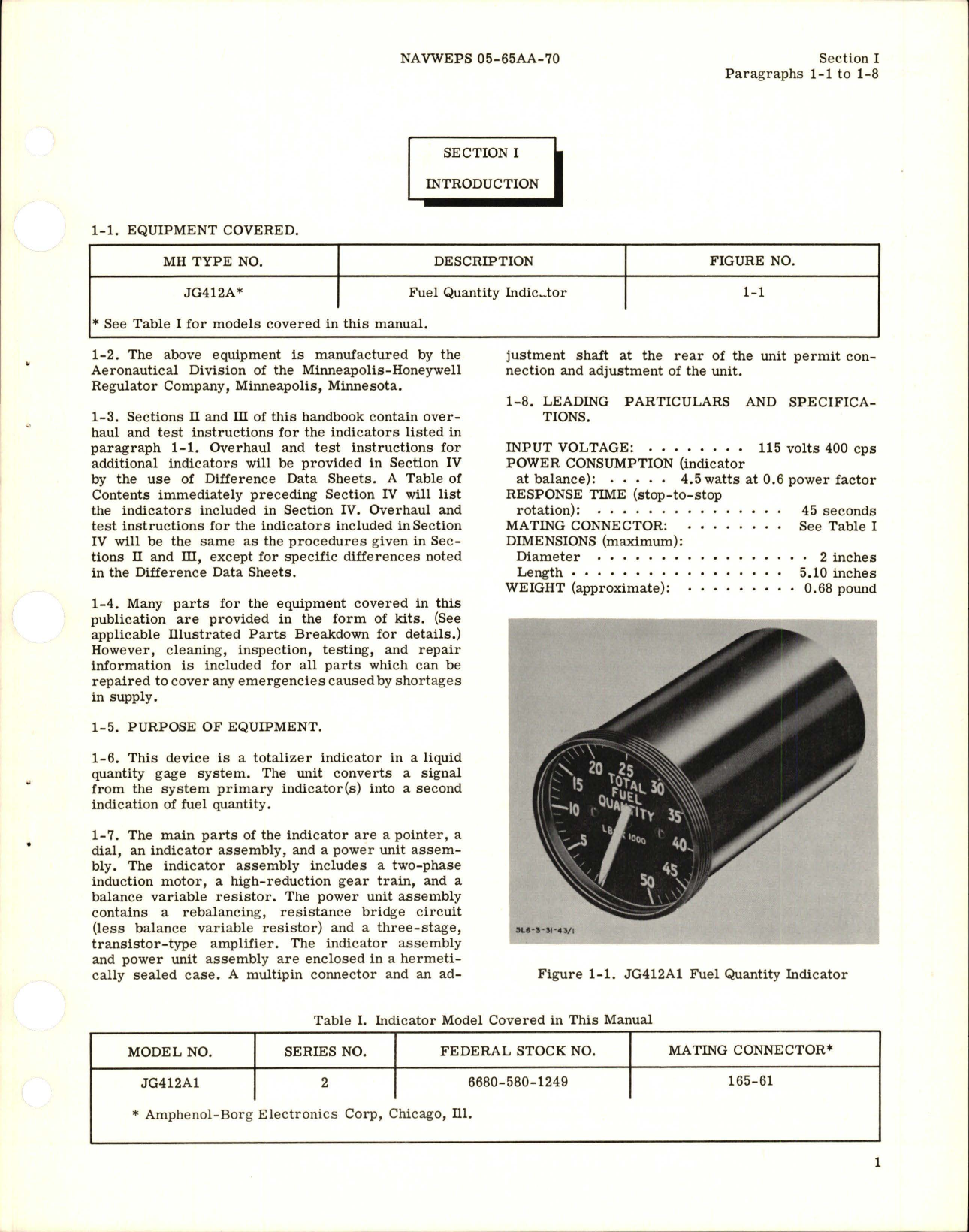 Sample page 5 from AirCorps Library document: Overhaul Instructions for Fuel Quantity Indicator - JG412A1 