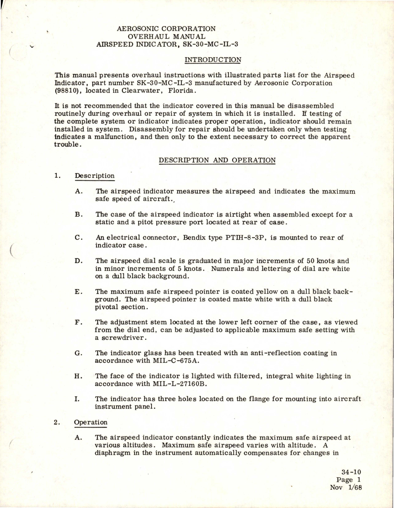 Sample page 7 from AirCorps Library document: Overhaul Manual with Illustrated Parts Breakdown for Airspeed Indicator - SK-30-MC-IL-3 and 21140-1120