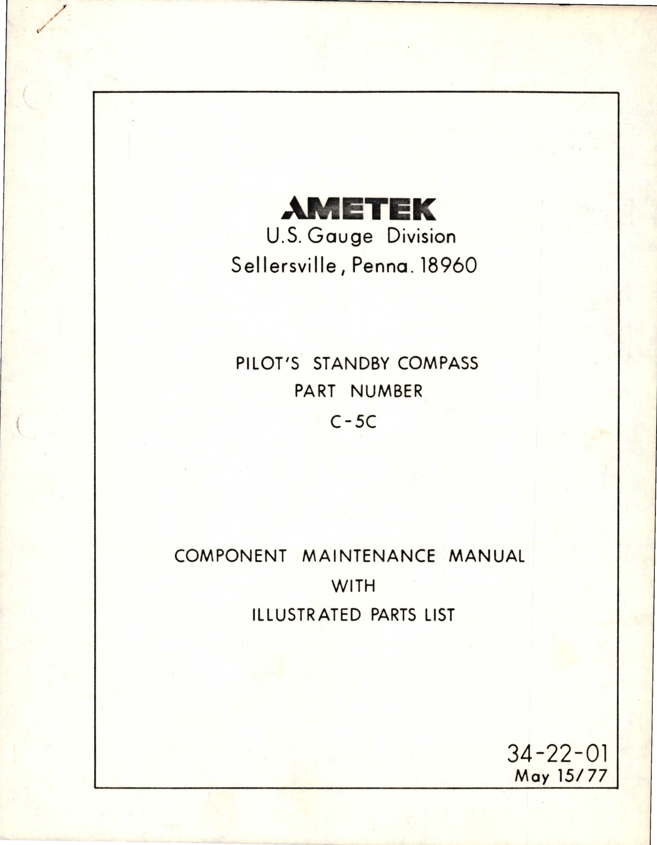 Sample page 1 from AirCorps Library document: Component Maintenance Manual with Illustrated Parts List for Pilot's Standby Compass - Part C-5C