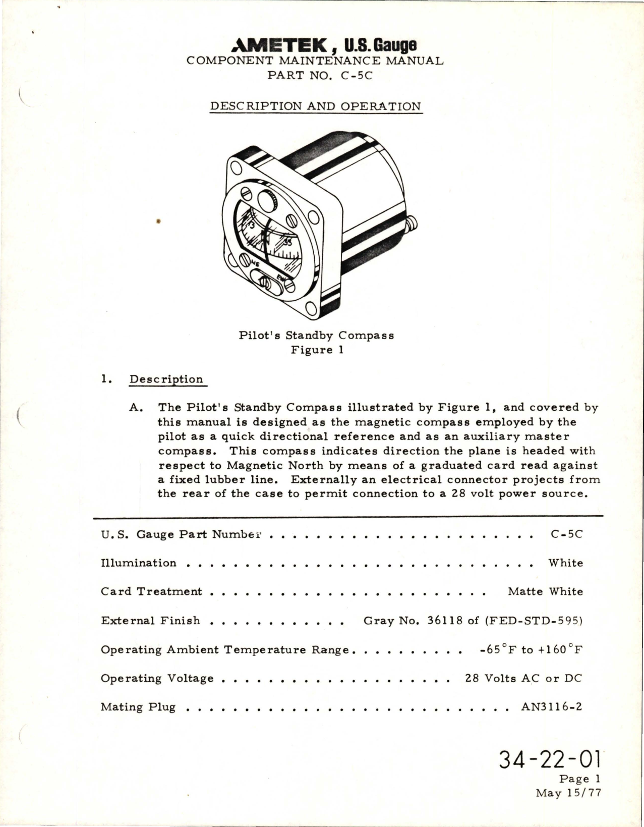 Sample page 7 from AirCorps Library document: Component Maintenance Manual with Illustrated Parts List for Pilot's Standby Compass - Part C-5C