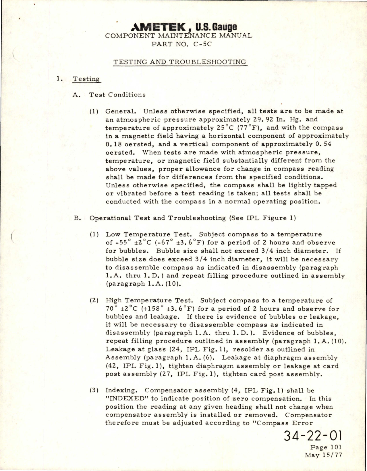 Sample page 9 from AirCorps Library document: Component Maintenance Manual with Illustrated Parts List for Pilot's Standby Compass - Part C-5C