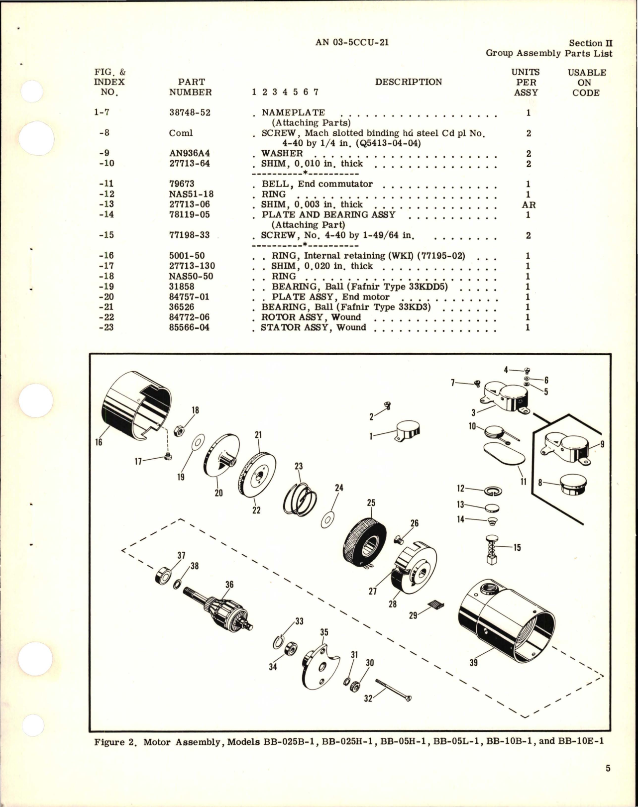 Sample page 7 from AirCorps Library document: Illustrated Parts Breakdown for Fractional Horsepower Motors - B Frame Series 