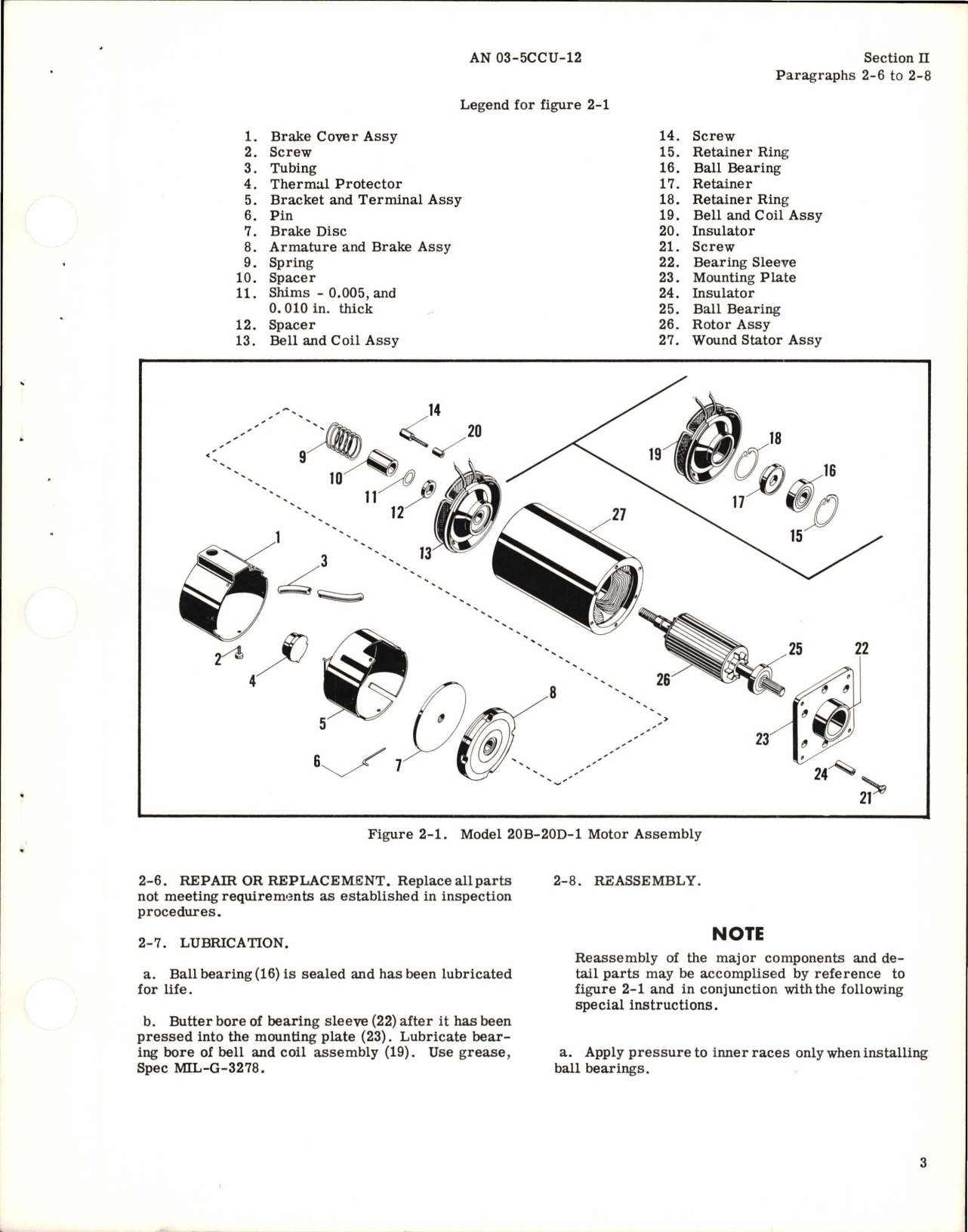 Sample page 5 from AirCorps Library document: Overhaul Instructions for Fractional Horsepower Electric Motors - 20 Frame Series 