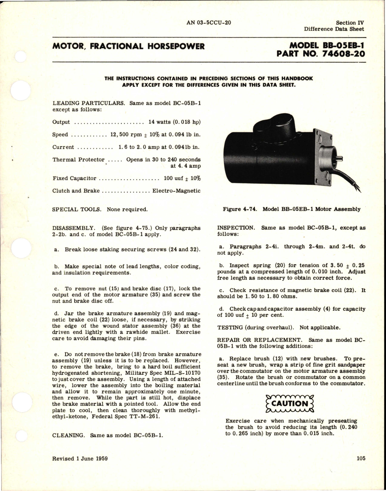 Sample page 5 from AirCorps Library document: Overhaul Instructions for Fractional Horsepower Motors - B Frame 