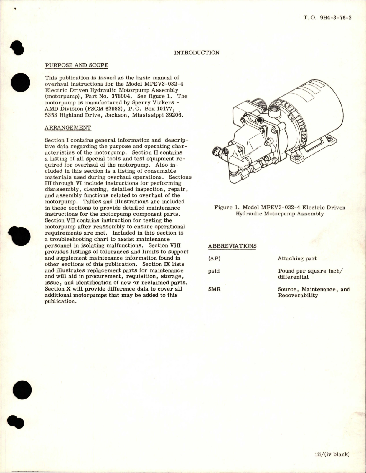 Sample page 7 from AirCorps Library document: Overhaul Instructions with Illustrated Parts for Electric Driven Hydraulic Motorpump Assembly - Part 378004 - Model MPEV3-032-4