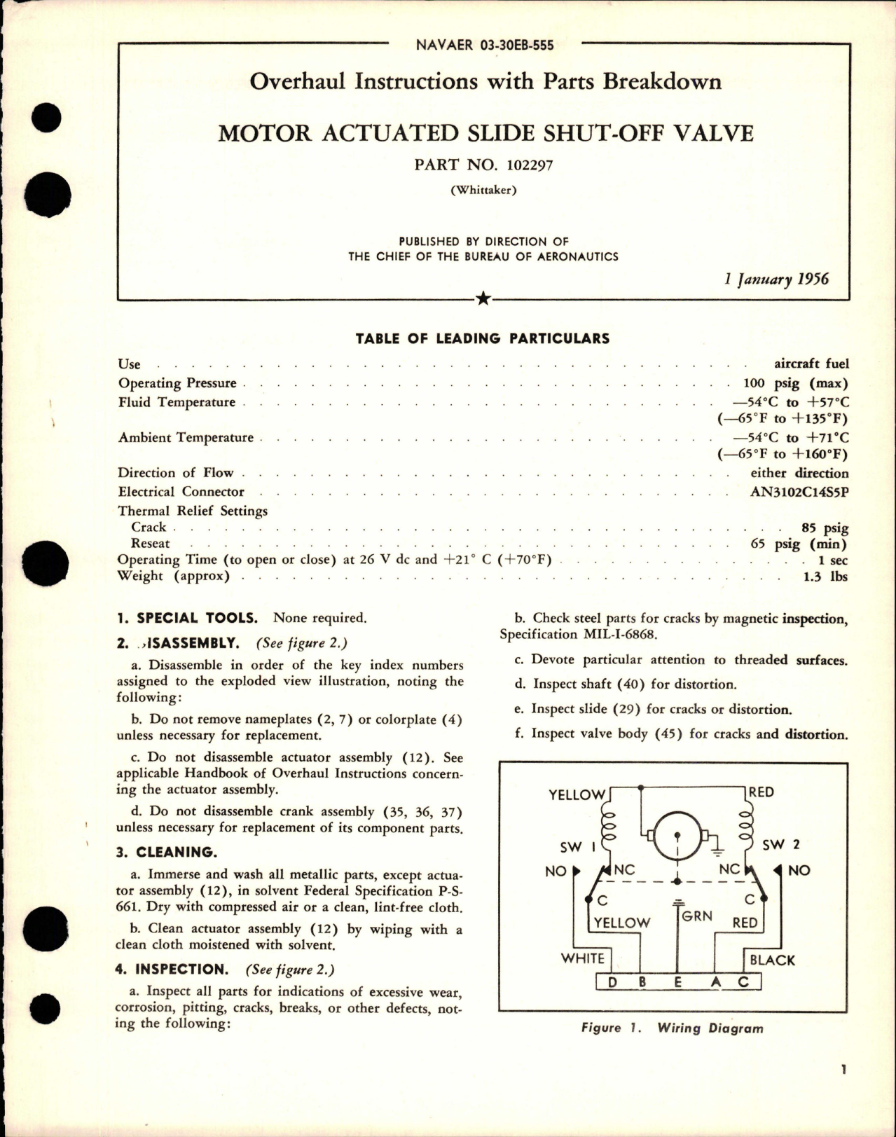 Sample page 1 from AirCorps Library document: Overhaul Instructions with Parts for Motor Actuated Slide Shut Off Valve - Part 102297 