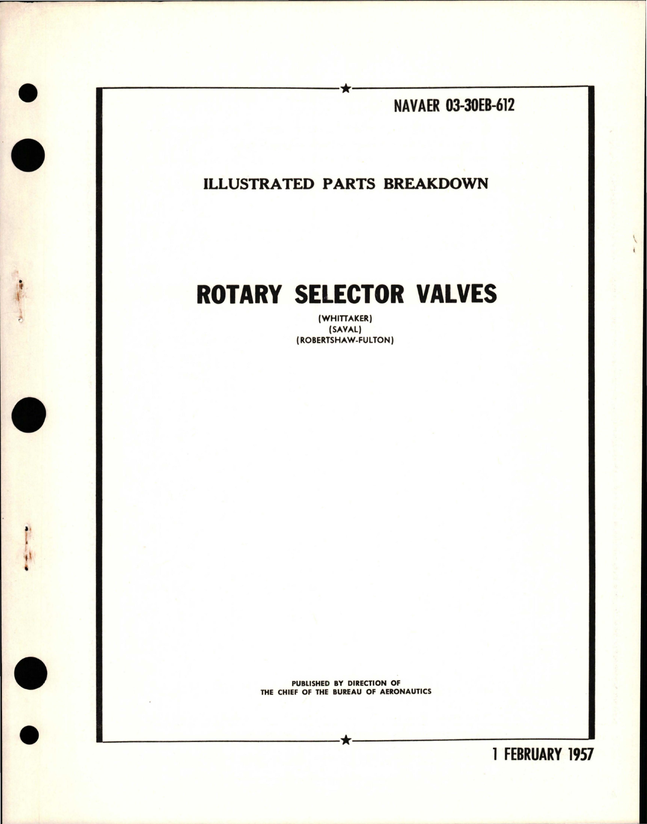 Sample page 1 from AirCorps Library document: Illustrated Parts Breakdown for Rotary Selector Valves