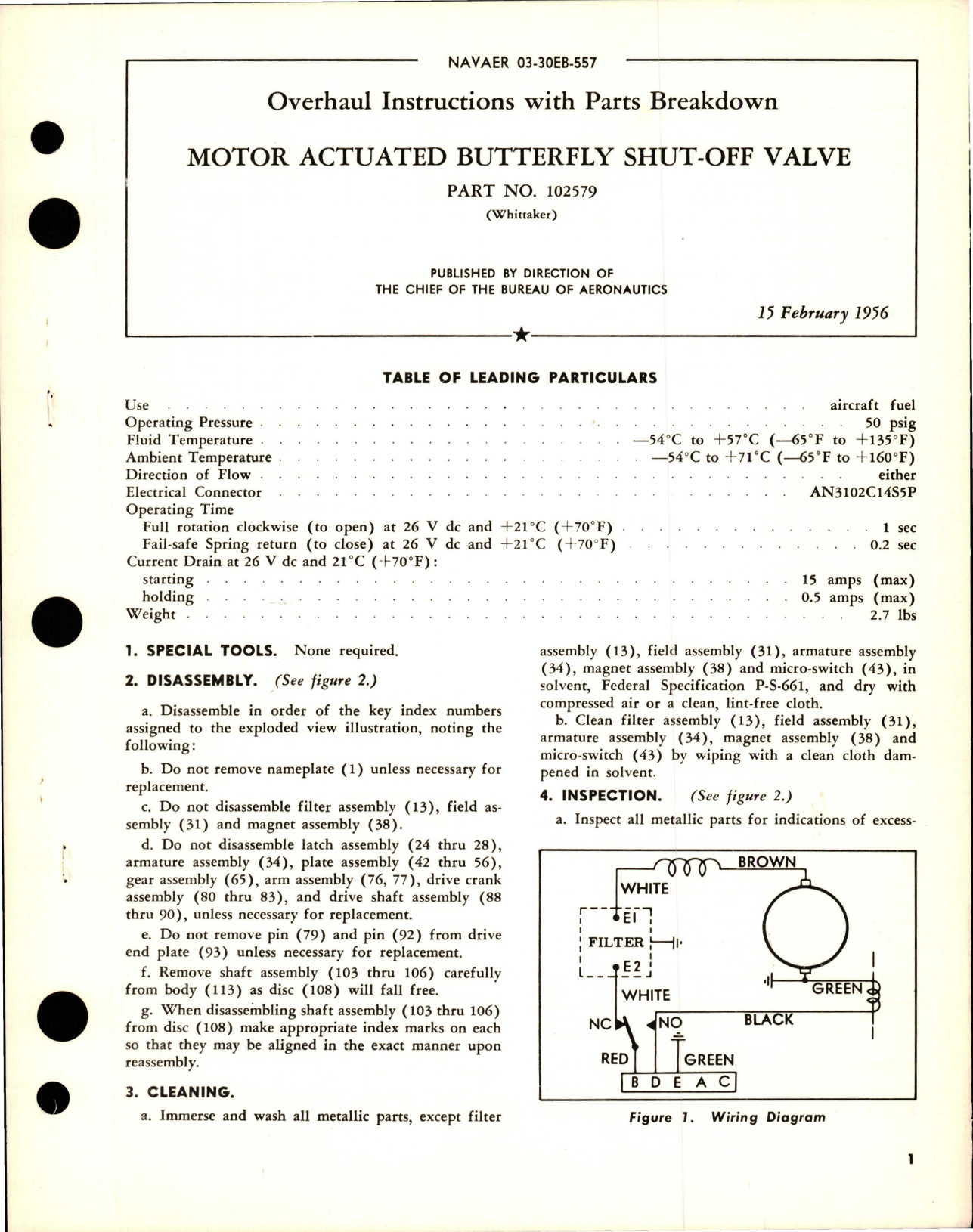 Sample page 1 from AirCorps Library document: Overhaul Instructions with Parts for Motor Actuated Butterfly Shut Off Valve - Part 102579