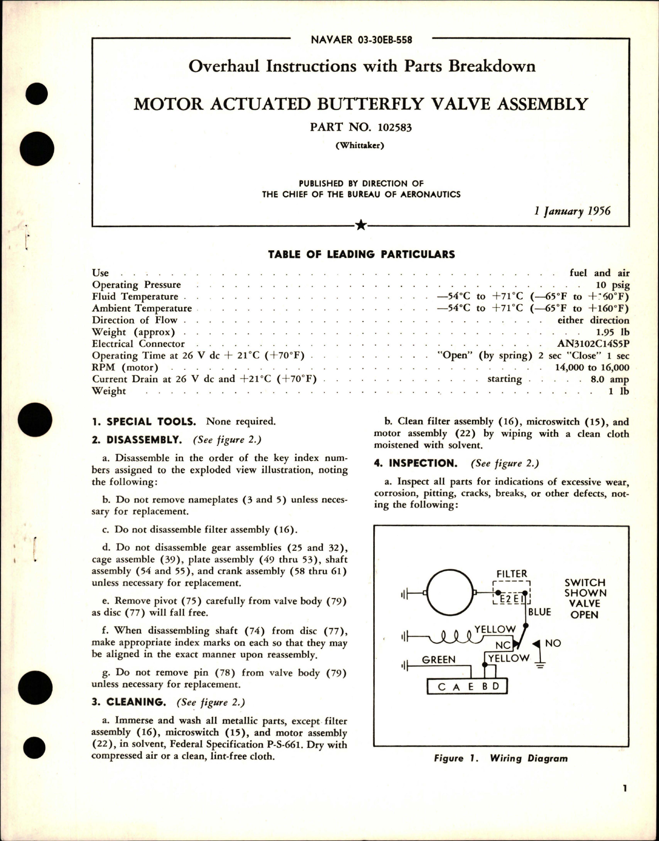 Sample page 1 from AirCorps Library document: Overhaul Instructions with Parts for Motor Actuated Butterfly Valve Assembly - Part 102583