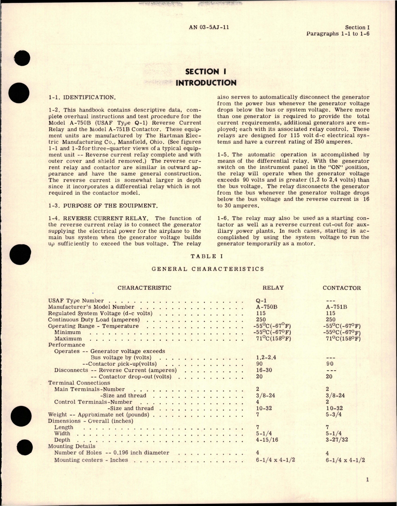 Sample page 5 from AirCorps Library document: Overhaul Instructions for Reverse Current Relay and Contactor - Type Q-1 - Models A750B, A-751B