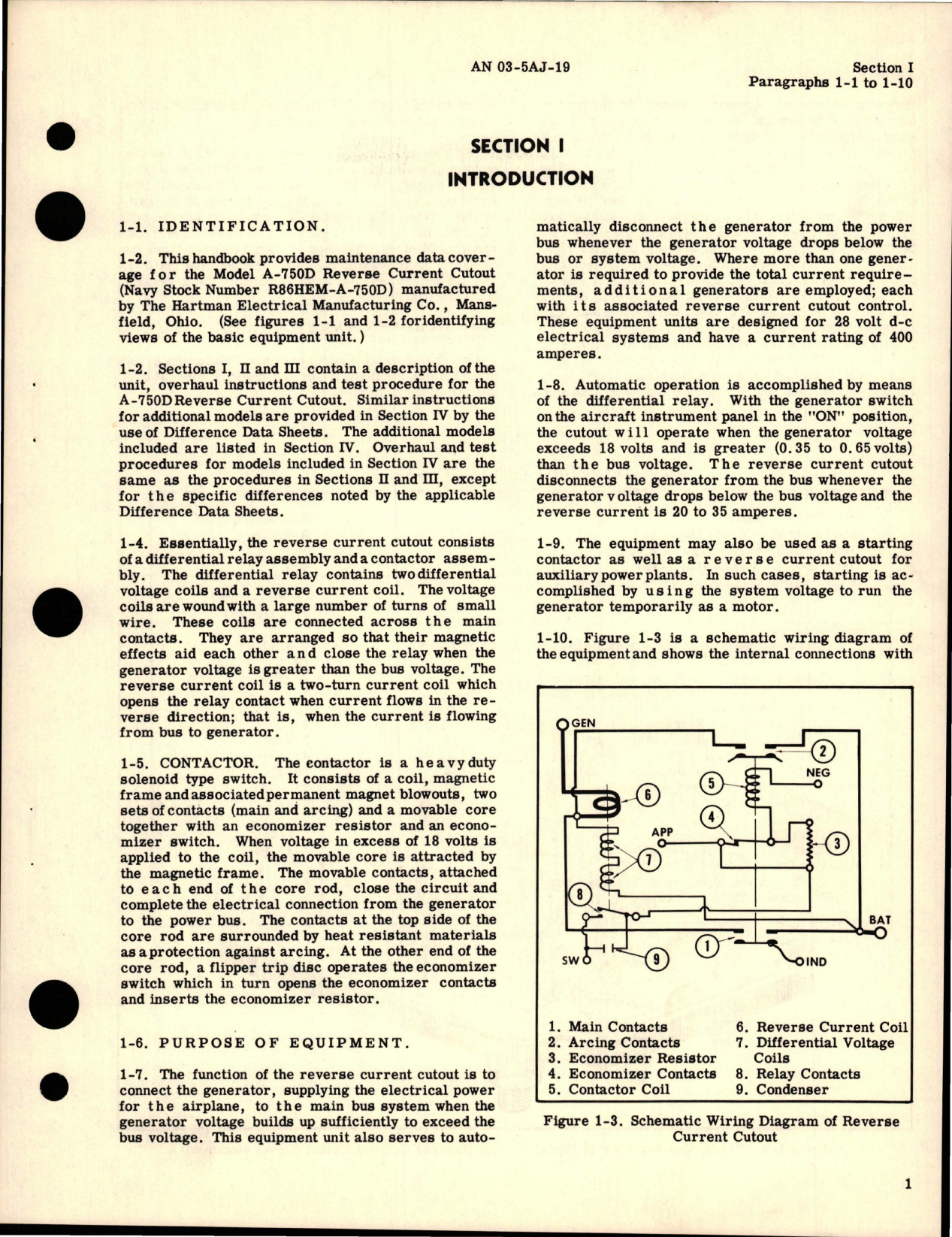 Sample page 5 from AirCorps Library document: Overhaul Instructions for Reverse Current Cutout - Model A-750D and Contactors - Models A-751D and A-751E