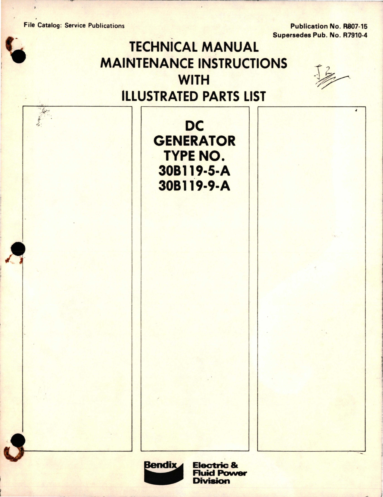 Sample page 1 from AirCorps Library document: Maintenance Instructions with Illustrated Parts List for DC Generator - Type 30B119-5-A and 30B119-9-A