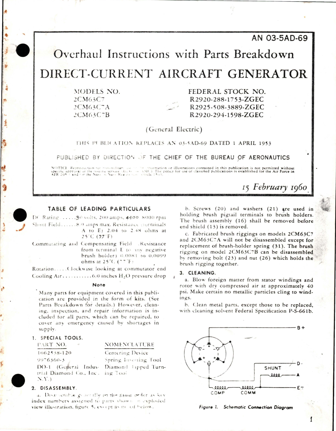 Sample page 1 from AirCorps Library document: Overhaul Instructions with Parts Breakdown for Direct Current Aircraft Generator