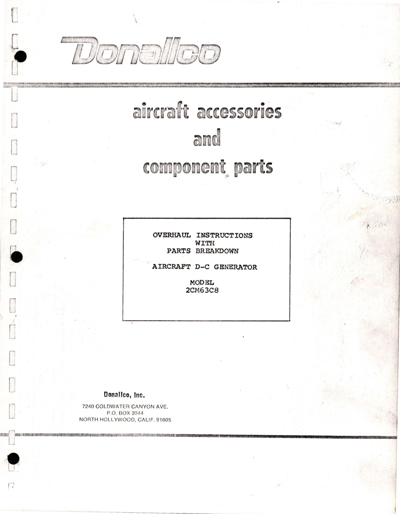 Sample page 1 from AirCorps Library document: Overhaul Instructions with Parts Breakdown for Aircraft DC Generator - Model 2CM63C8