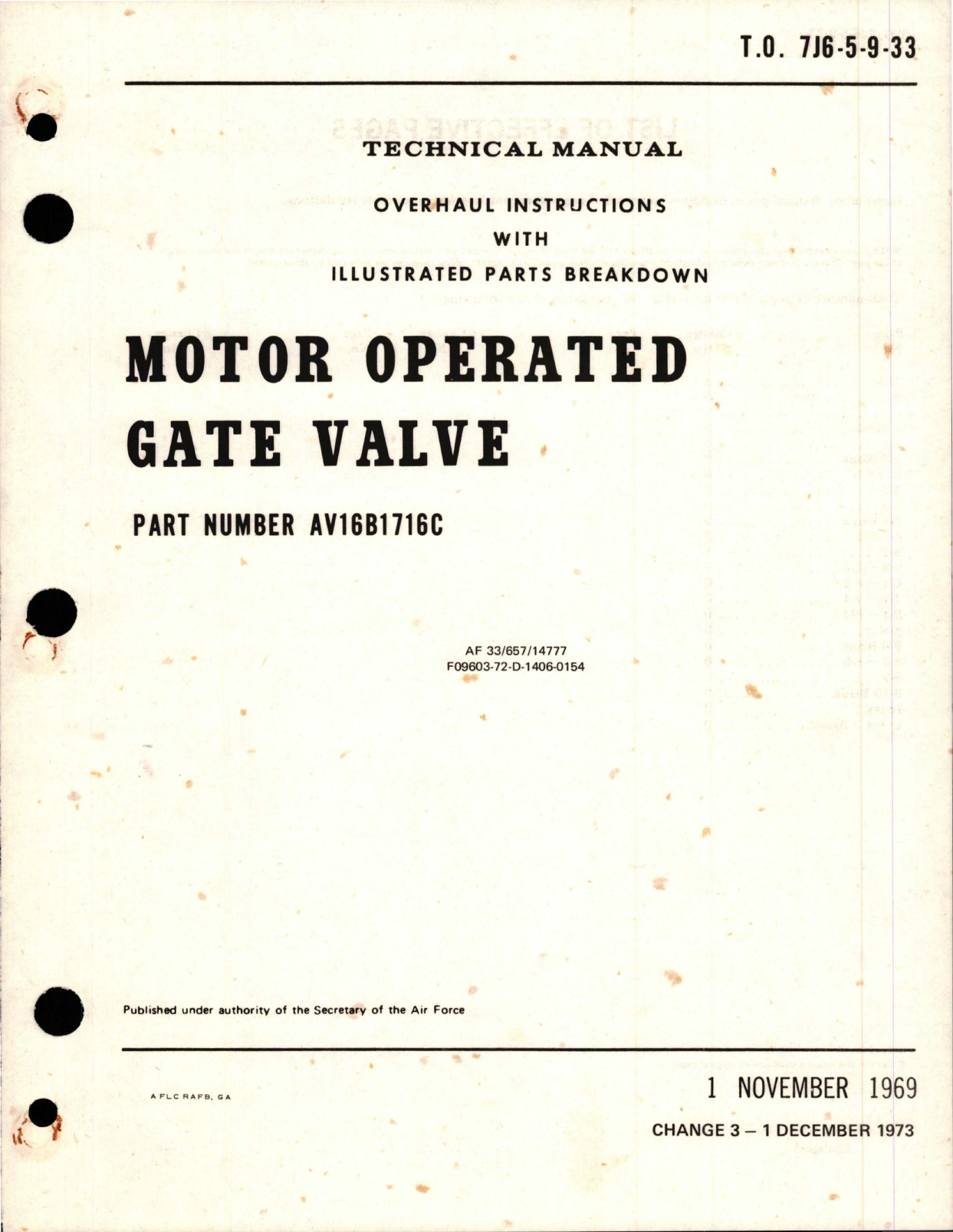 Sample page 1 from AirCorps Library document: Overhaul Instructions with Illustrated Parts Breakdown for Motor Operated Gate Valve - Part AV16B1716C
