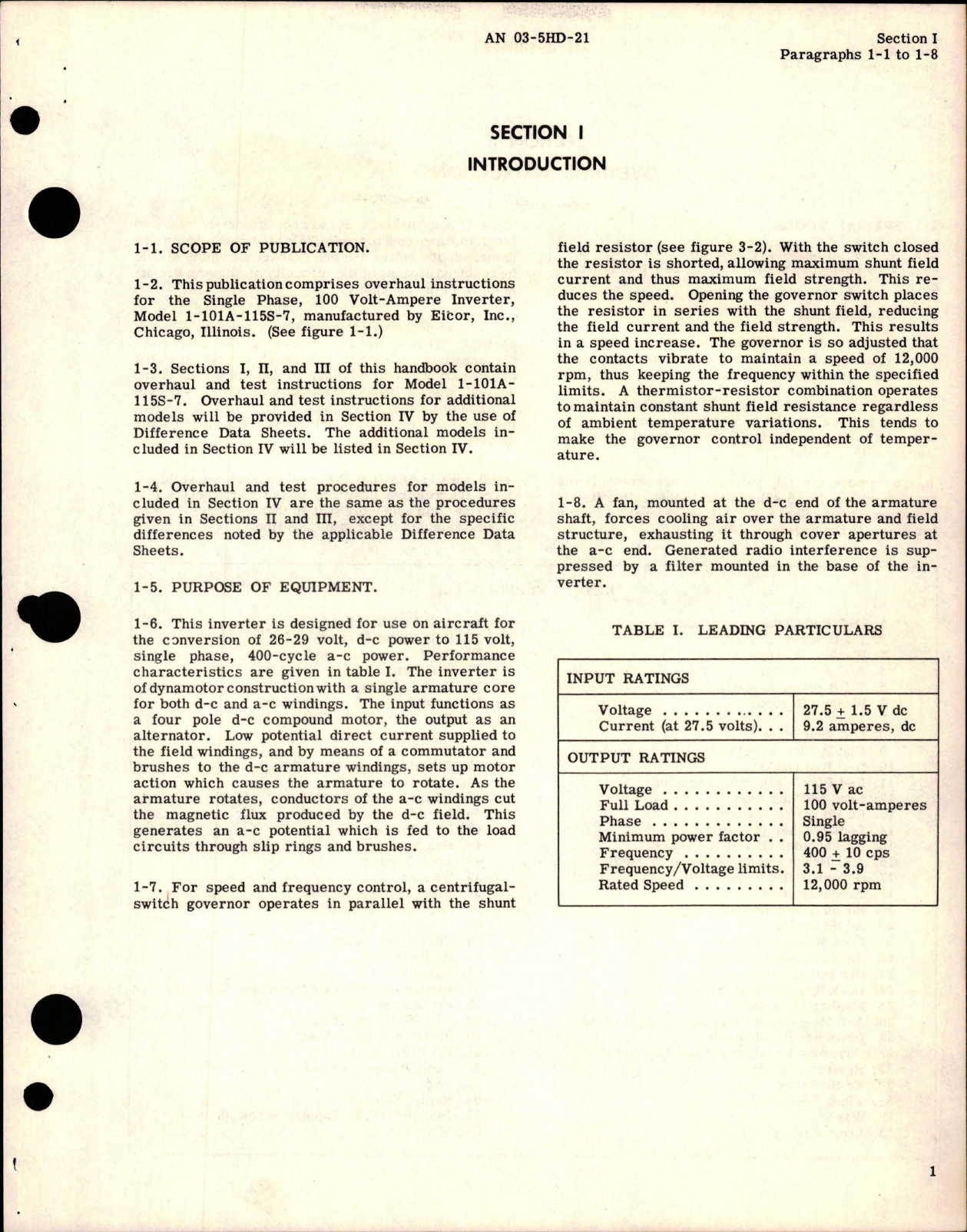 Sample page 5 from AirCorps Library document: Overhaul Instructions for Single Phase 100 VA Inverter - Model 1-101A-115S-7