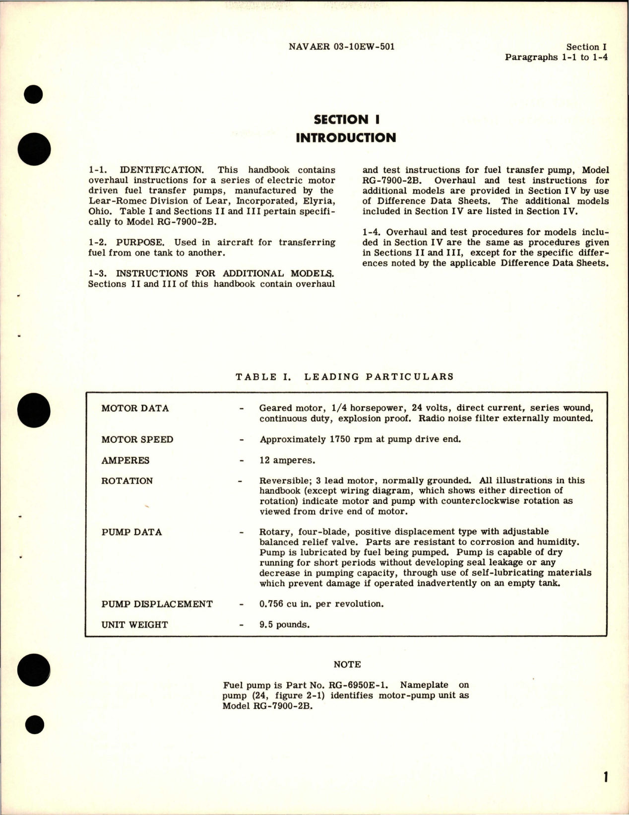 Sample page 5 from AirCorps Library document: Overhaul Instructions for Electric Motor Driven Fuel Transfer Pump - Models RG-7900-2A, RG-7900-2B 