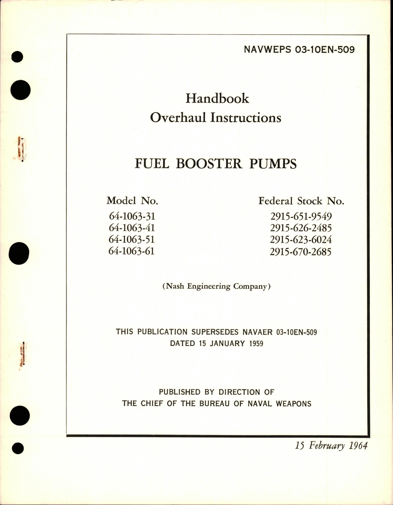 Sample page 1 from AirCorps Library document: Overhaul Instructions for Fuel Booster Pumps