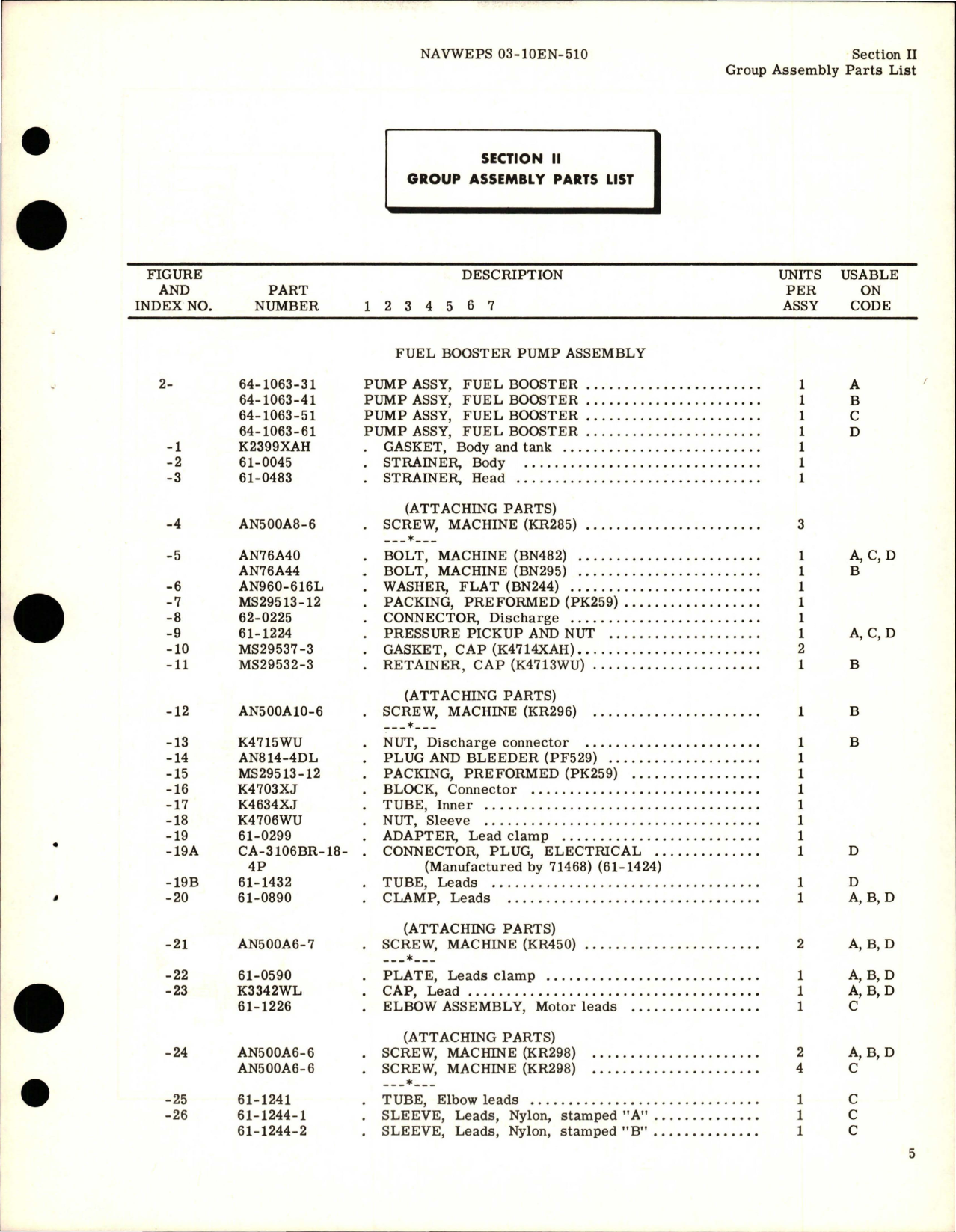 Sample page 7 from AirCorps Library document: Illustrated Parts Breakdown for Fuel Booster Pumps 