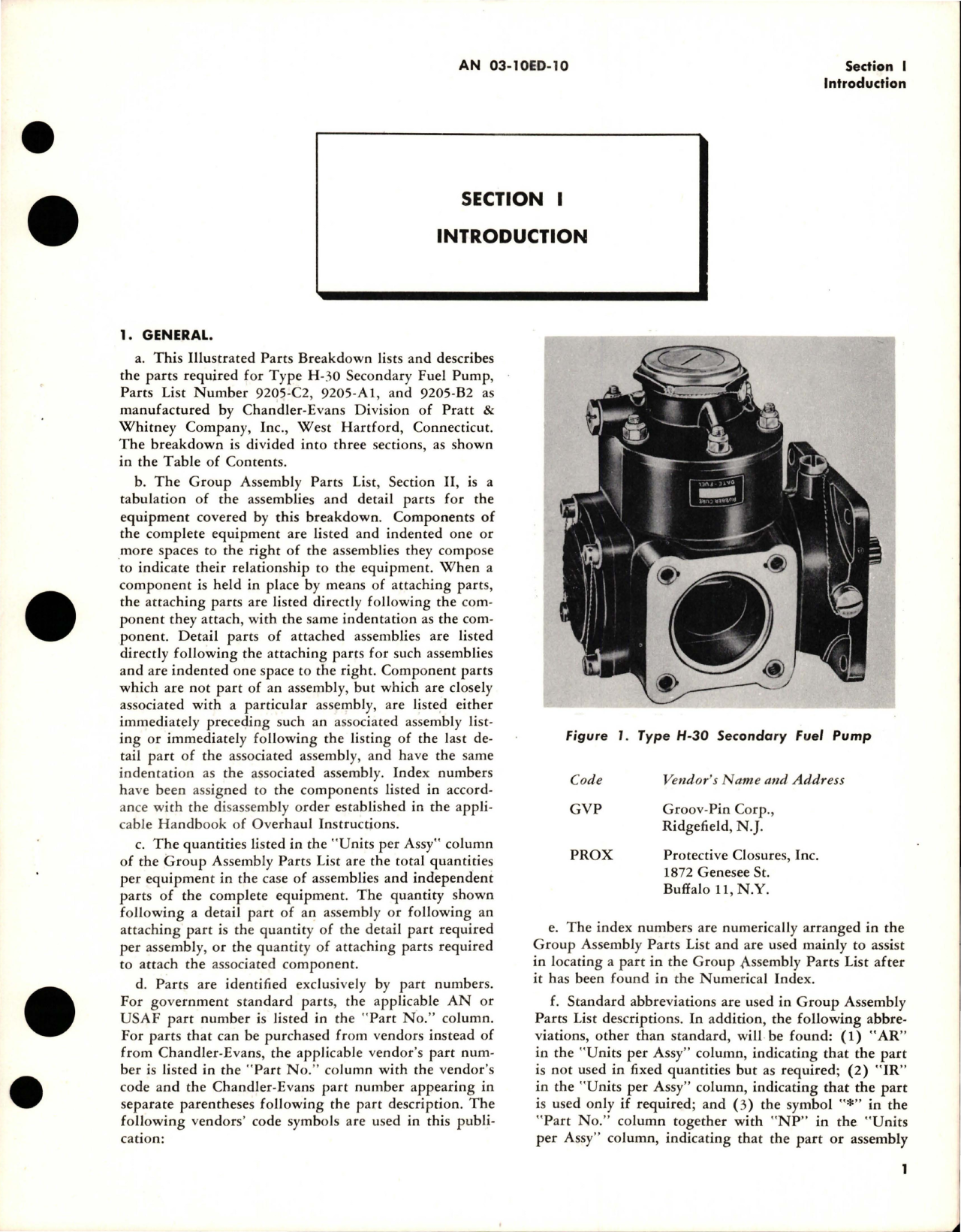 Sample page 5 from AirCorps Library document: Illustrated Parts Breakdown for Secondary Fuel Pump - Parts List 9205-A1, 9205-B2, and 9205-C2