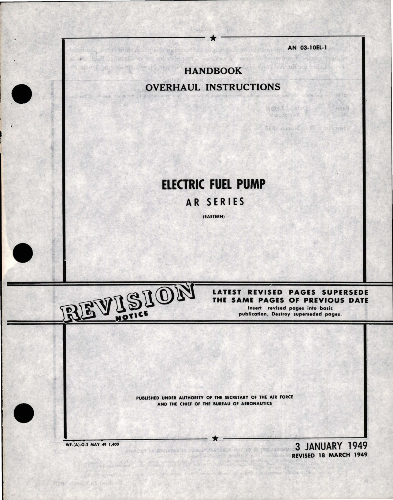 Sample page 1 from AirCorps Library document: Overhaul Instructions for Electric Fuel Pumps - AR Series