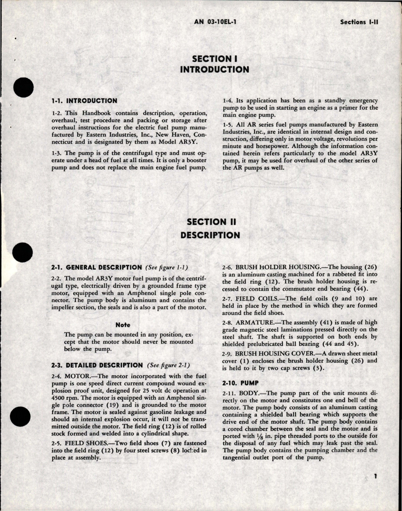 Sample page 5 from AirCorps Library document: Overhaul Instructions for Electric Fuel Pumps - AR Series