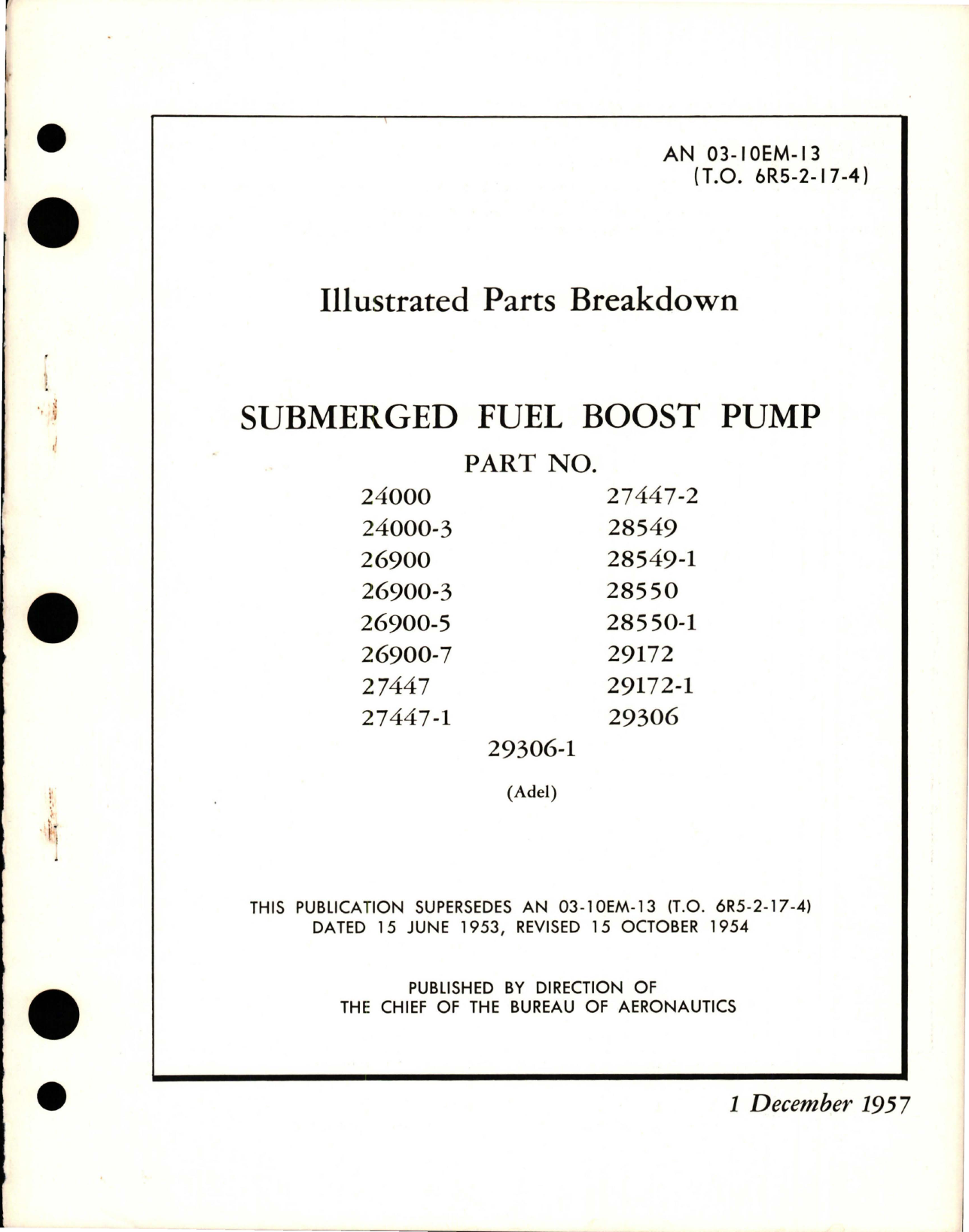 Sample page 1 from AirCorps Library document: Illustrated Parts Breakdown for Submerged Fuel Boost Pump