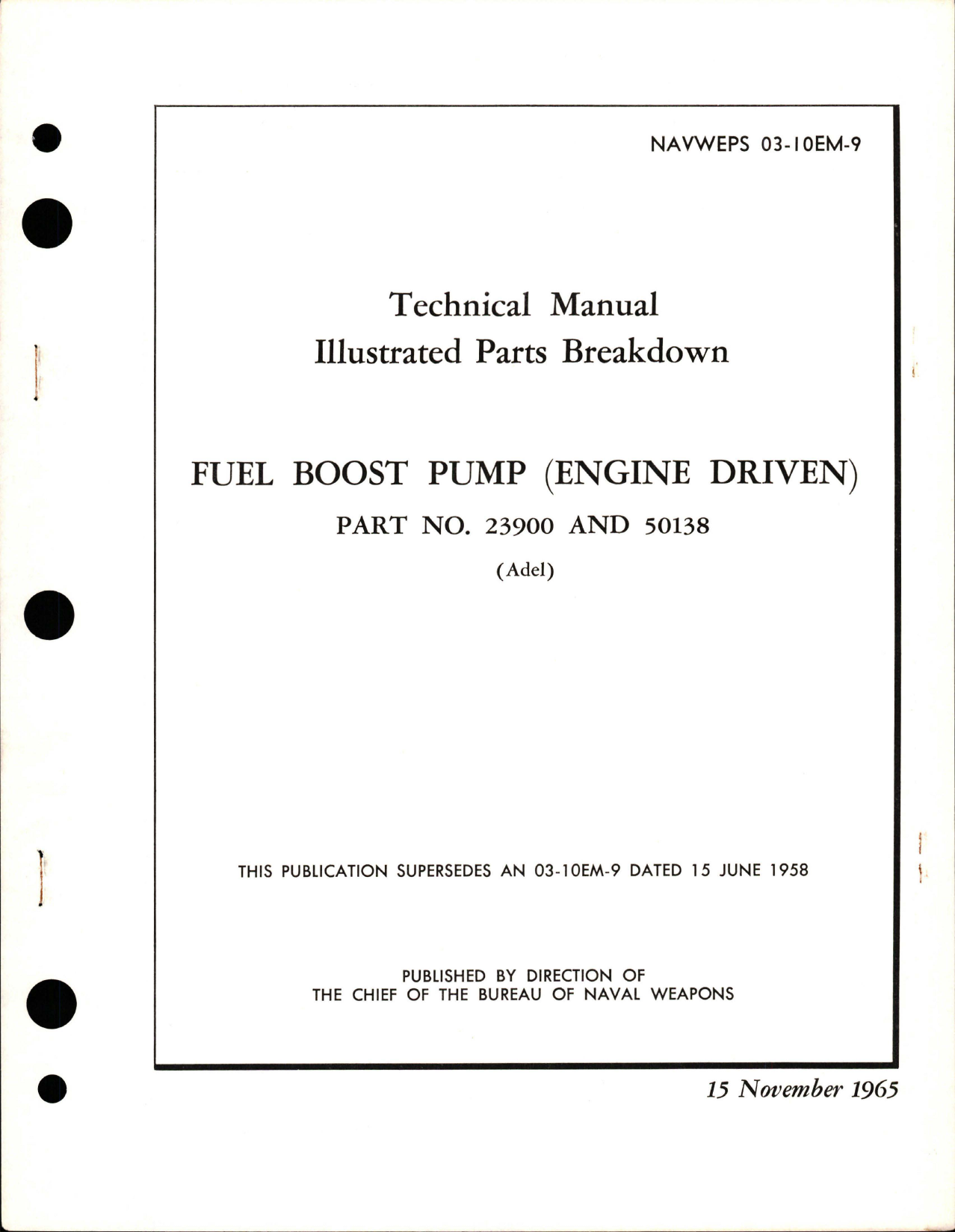 Sample page 1 from AirCorps Library document: Illustrated Parts Breakdown for Engine Driven Fuel Boost Pump - Parts 23900 and 50138