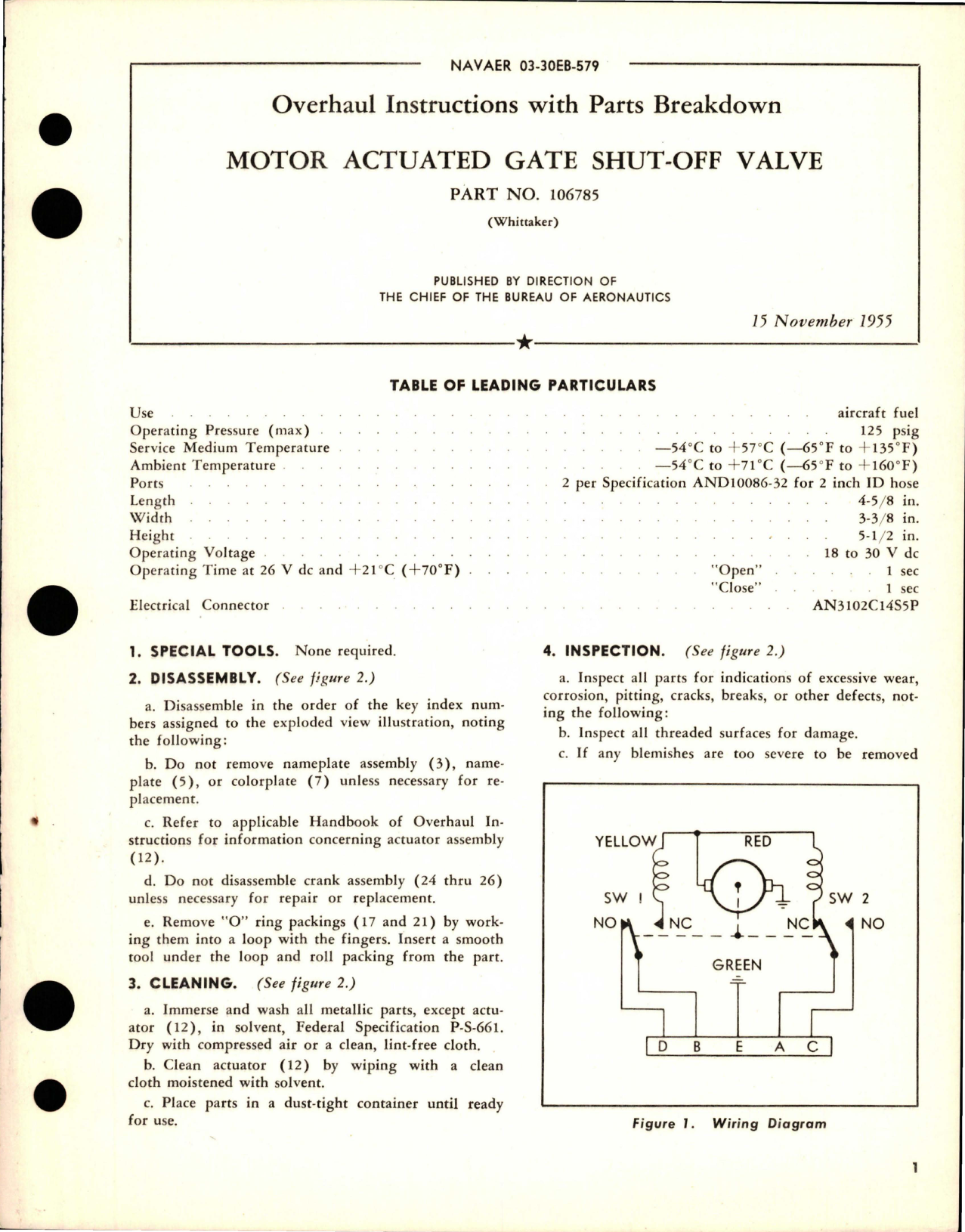 Sample page 1 from AirCorps Library document: Overhaul Instructions with Parts for Motor Actuated Gate Shut Off Valve - Part 106785