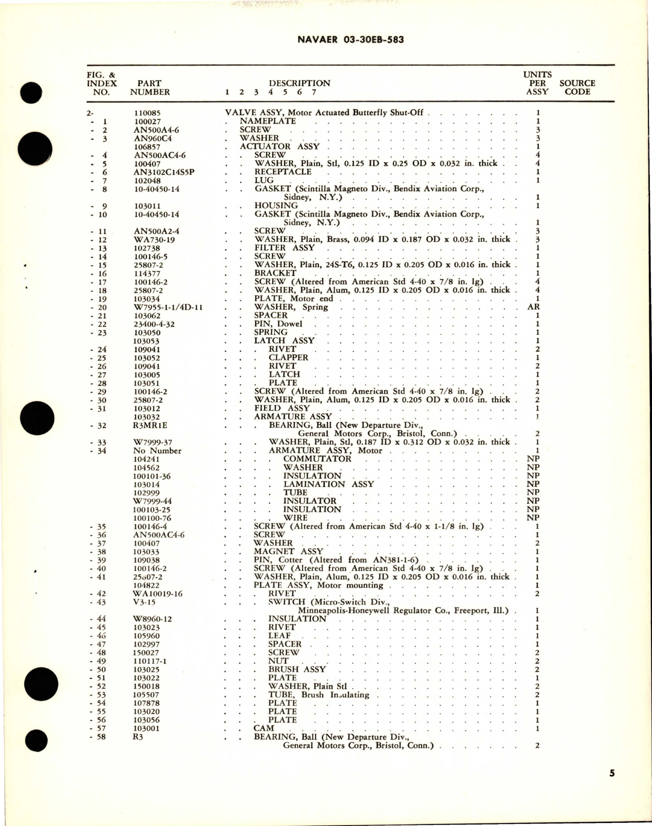 Sample page 5 from AirCorps Library document: Overhaul Instructions with Parts for Motor Actuated Butterfly Shut Off Valve - Part 110085