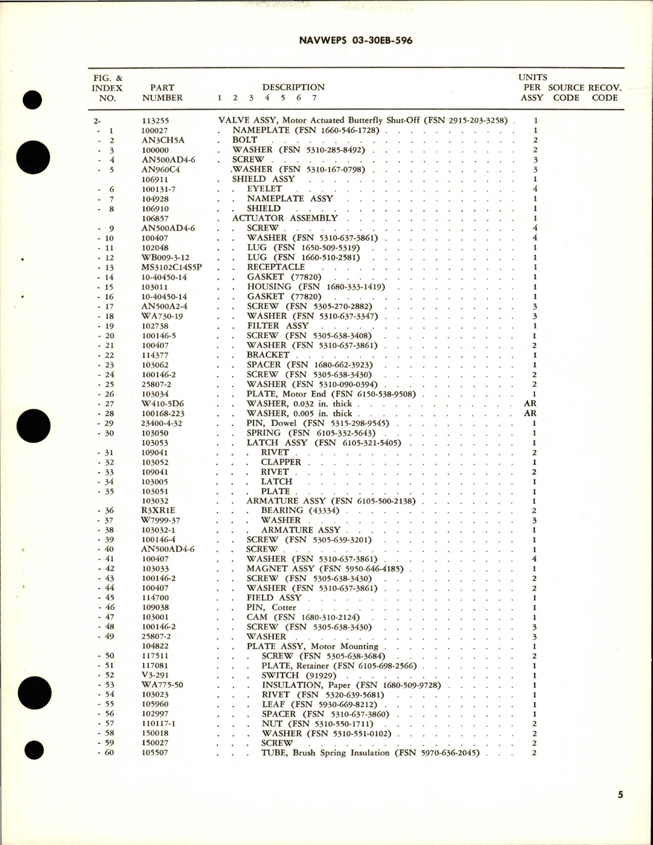 Sample page 5 from AirCorps Library document: Overhaul Instructions with Oarts Breakdown for Motor Actuated Butterfly Shut Off Valve Assemblyy - Part 113255