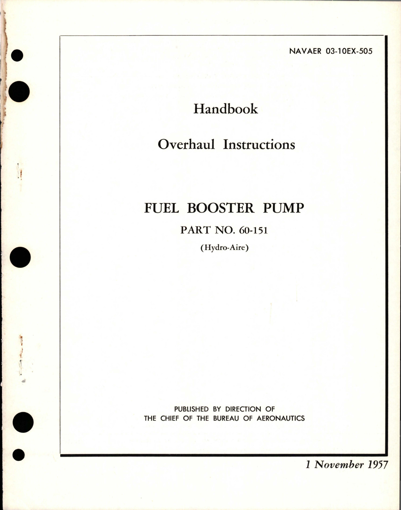Sample page 1 from AirCorps Library document: Overhaul Instructions for Fuel Booster Pump - Part 60-151