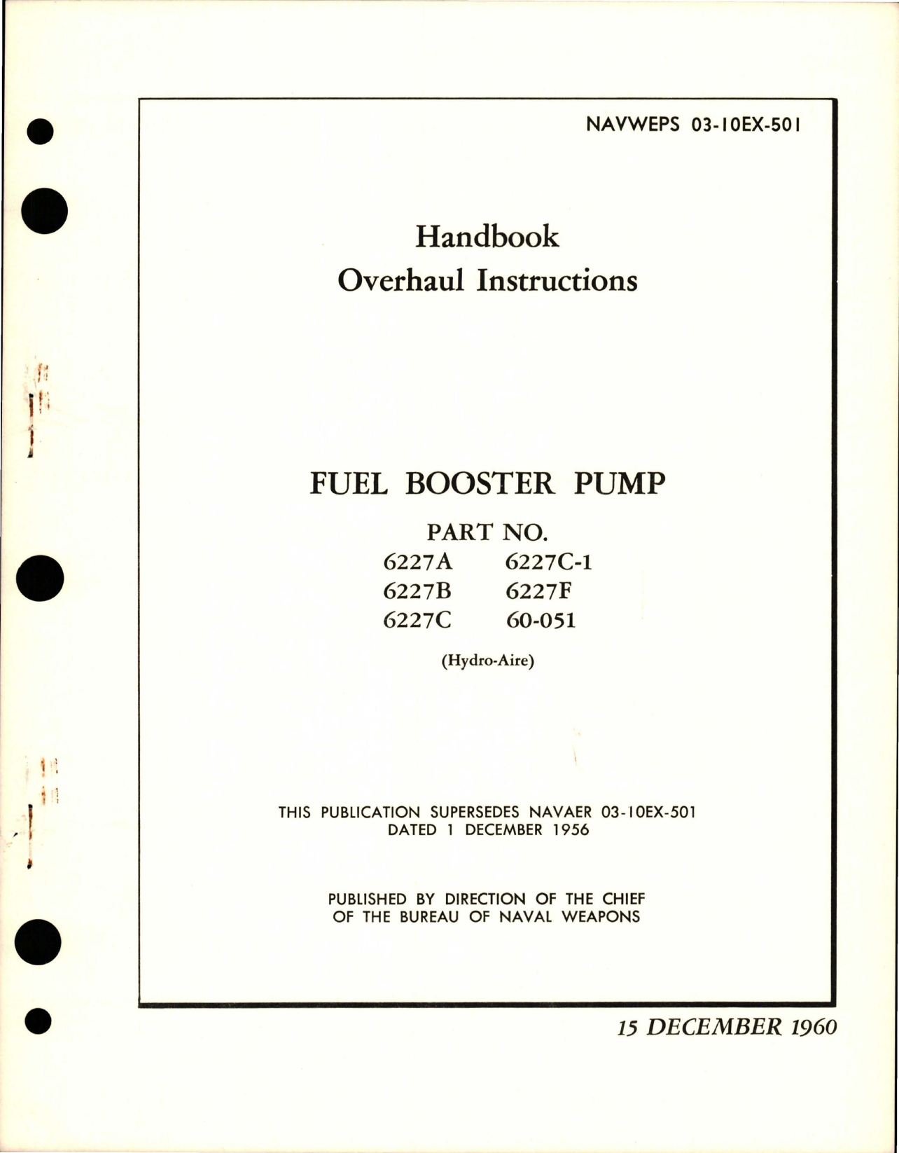 Sample page 1 from AirCorps Library document: Overhaul Instructions for Fuel Booster Pump