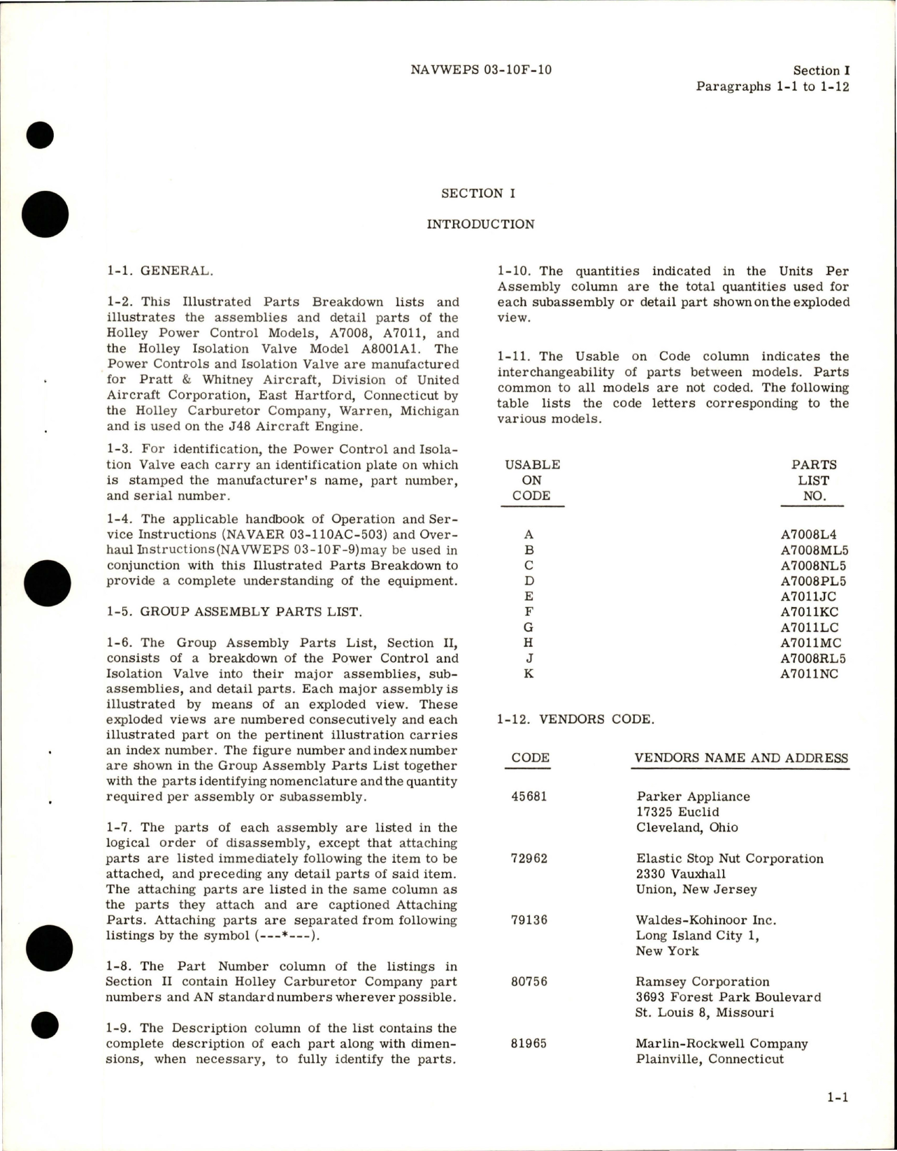 Sample page 5 from AirCorps Library document: Illustrated Parts Breakdown for Fuel Control - Models A7008, A7011 and Isolation Valve - Model A8000A1